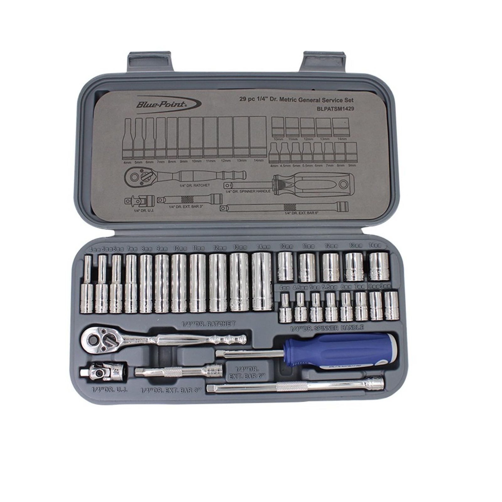 Blue Point 29pcs 1/4Dr. Socket Set 6 Point BLPATSM1429