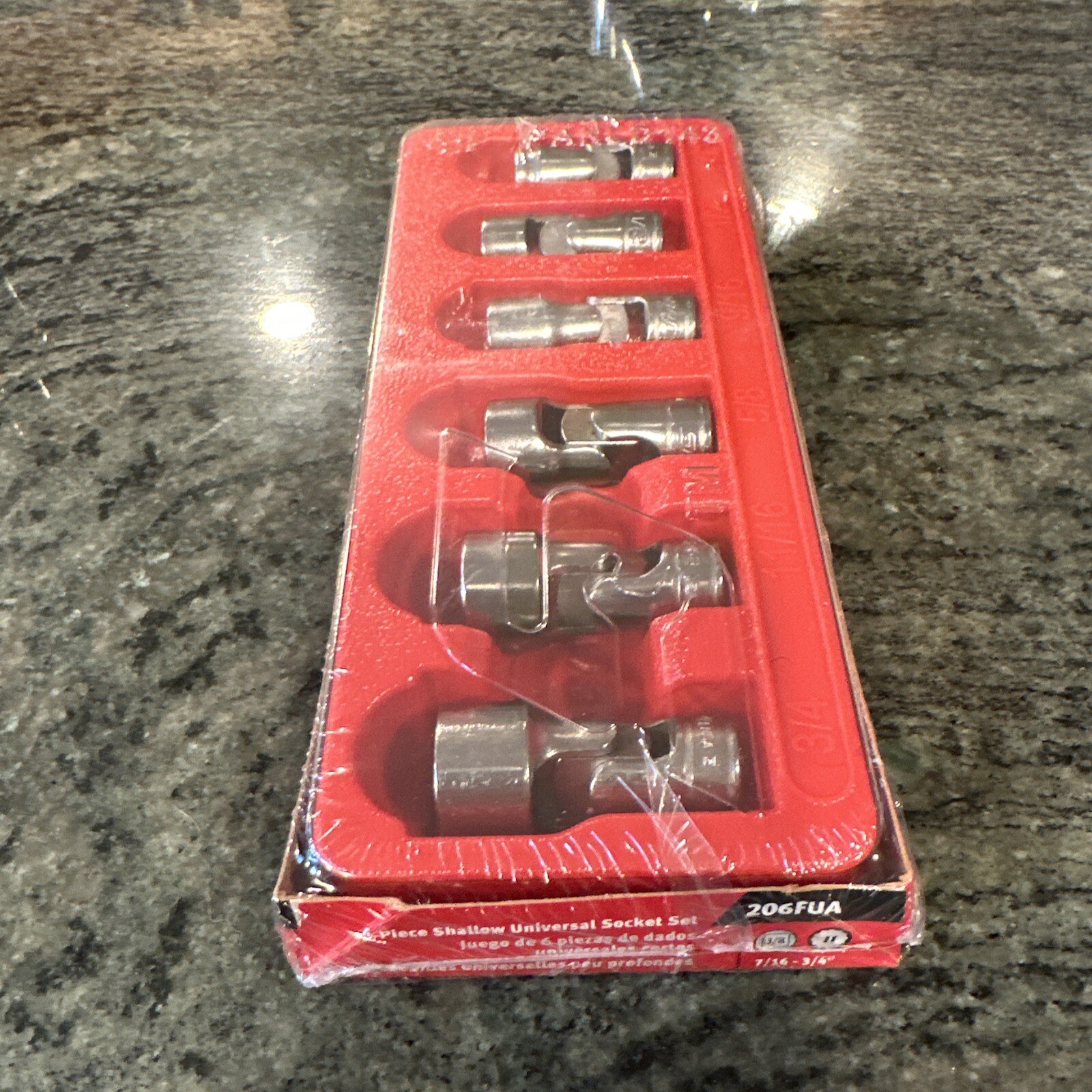 Snap-on 206fua 6 Pc Shallow Universal Socket Set 12 Point 6/16-3/4” sealed set
