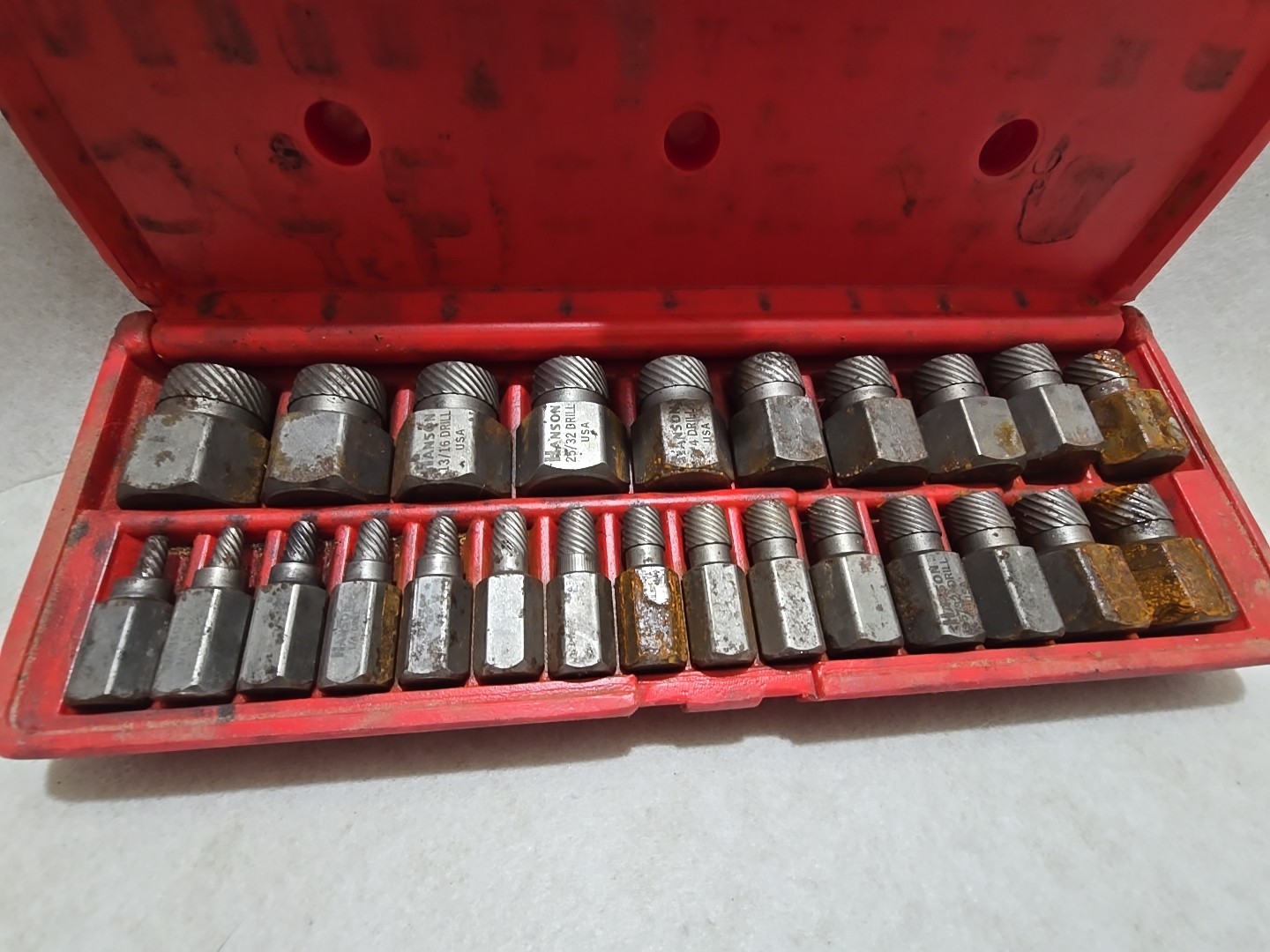 Hanson 53227 Screw Stud Extractor Set USA 25pc Industrial Quality
