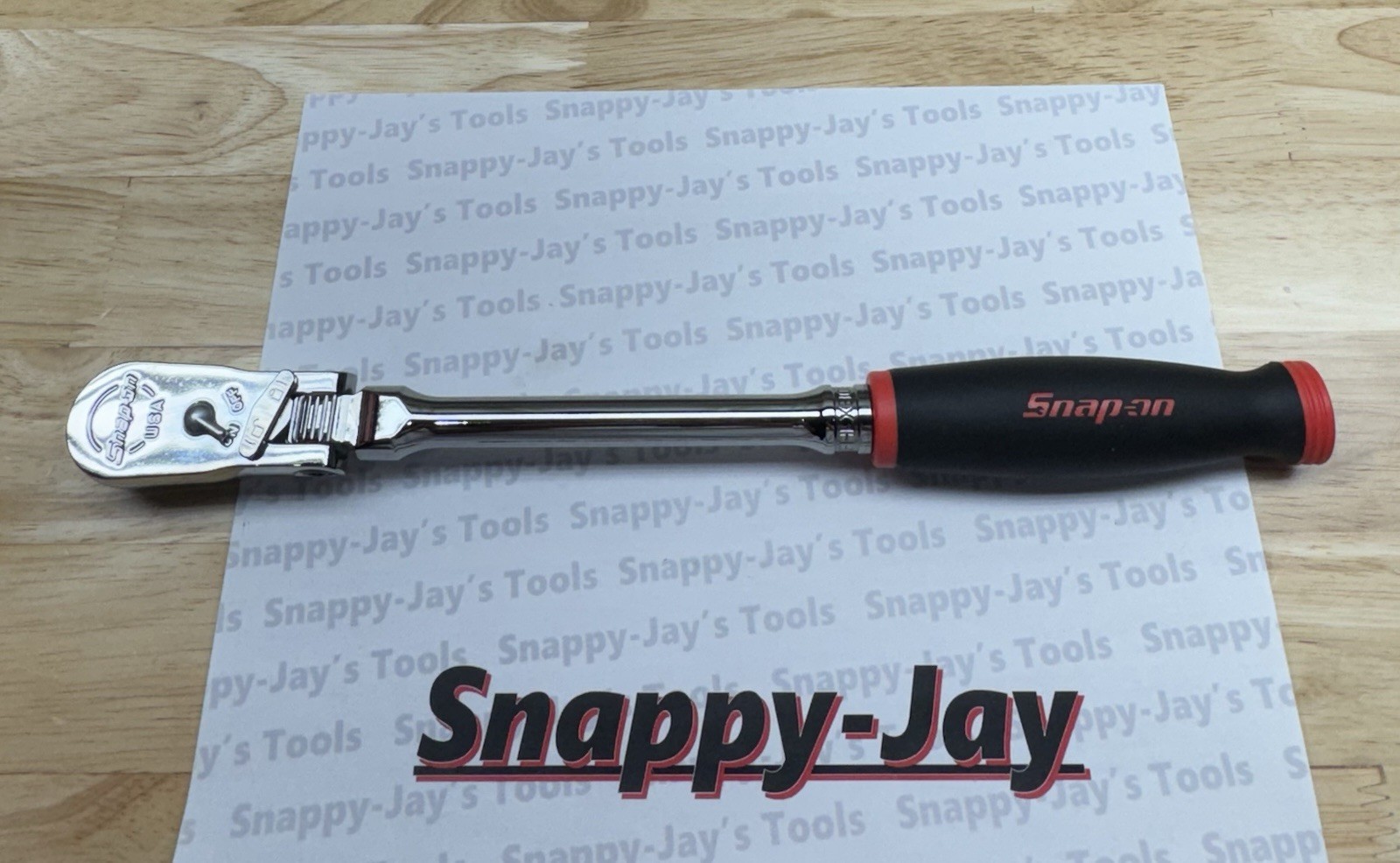 Snap-on Tools USA NEW LOCKING 3/8″ Drive RED Soft Grip Long Flex Ratchet FHLX80B