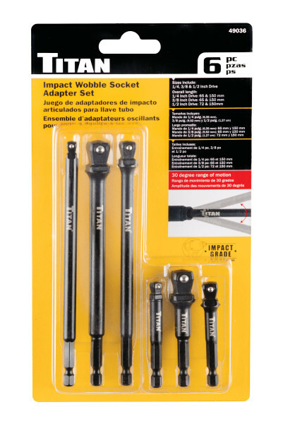 Titan 49036 6pc 1/4″ Hex Drive Impact Wobble Socket Adapter Set