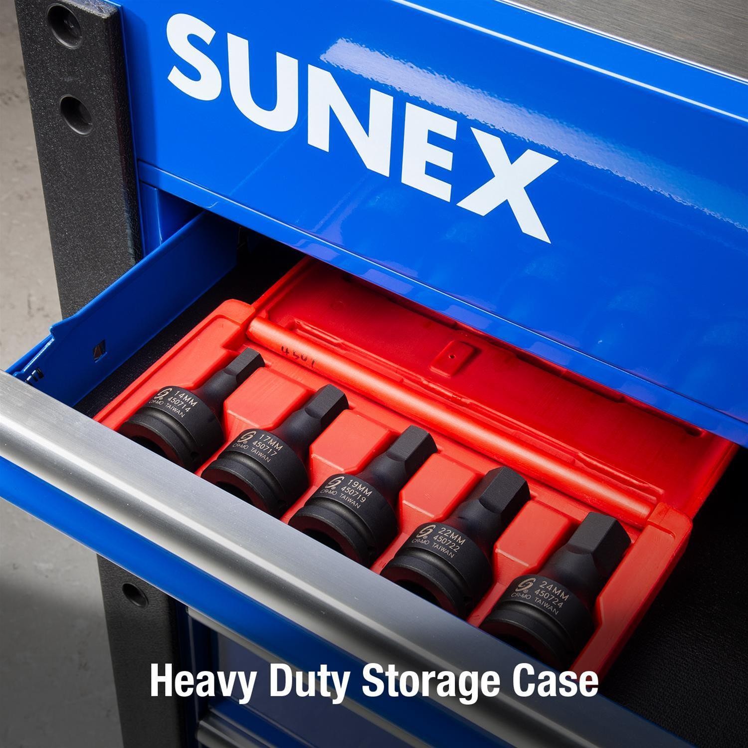 Sunex 4507 3/4″ Dr. 5 Pc. Metric Hex Drive Impact Socket Set