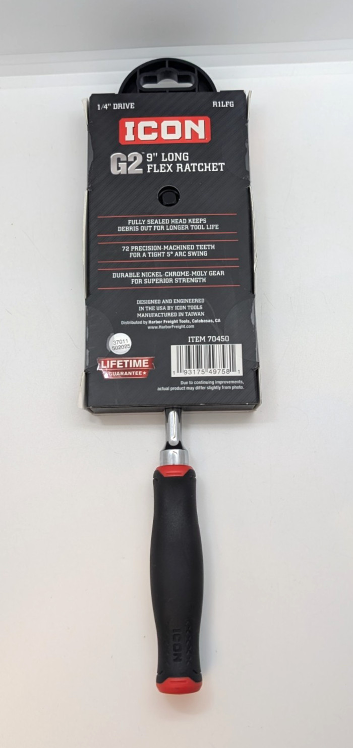 ICON G2 1/4″ Drive 9″ Long-Reach Flex Ratchet – R1LFG 70450 – NEW IN PACKAGING!