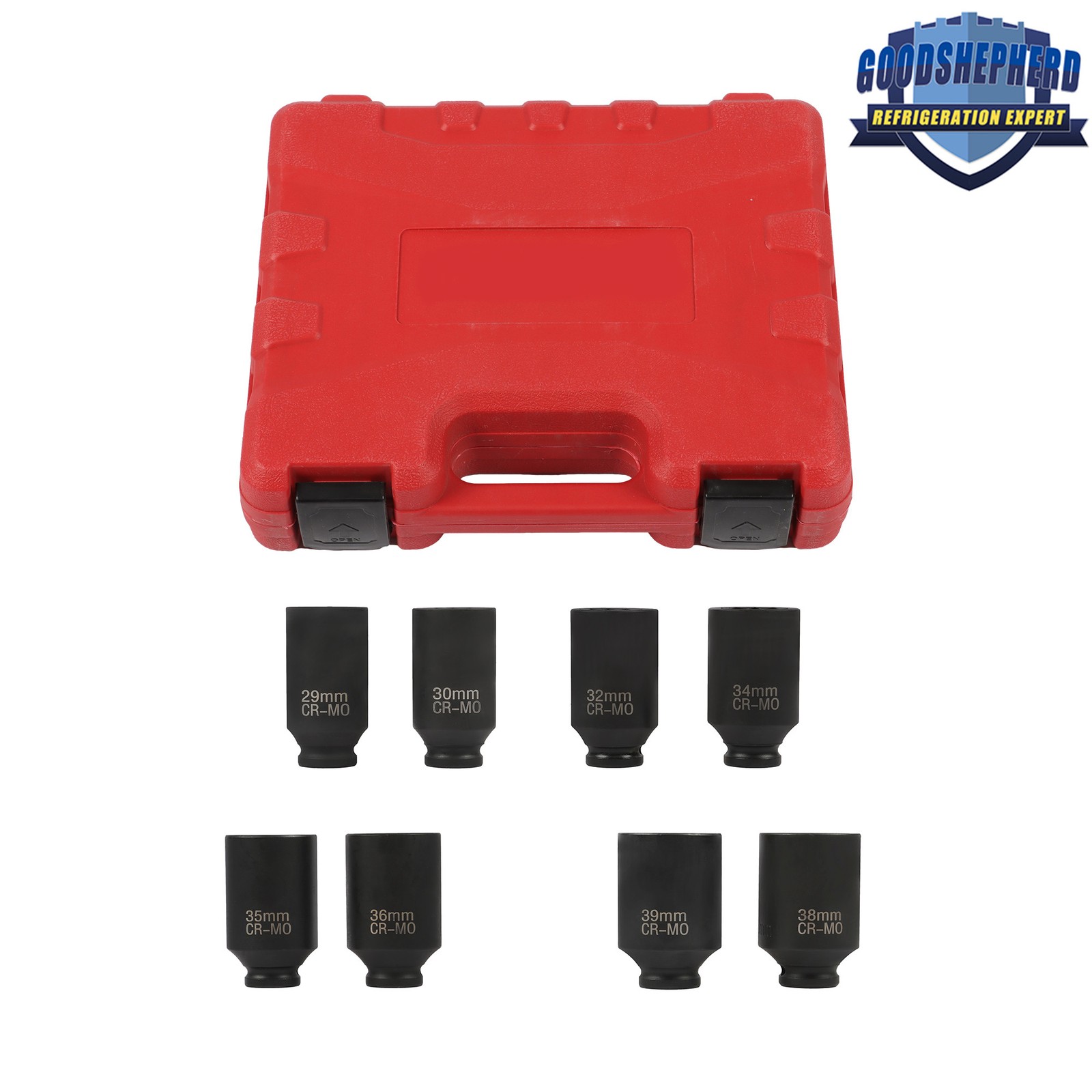 1/2-Inch Drive Deep Spindle Axle Nut Impact Socket Set 12 Point 1/2″ 8PCS