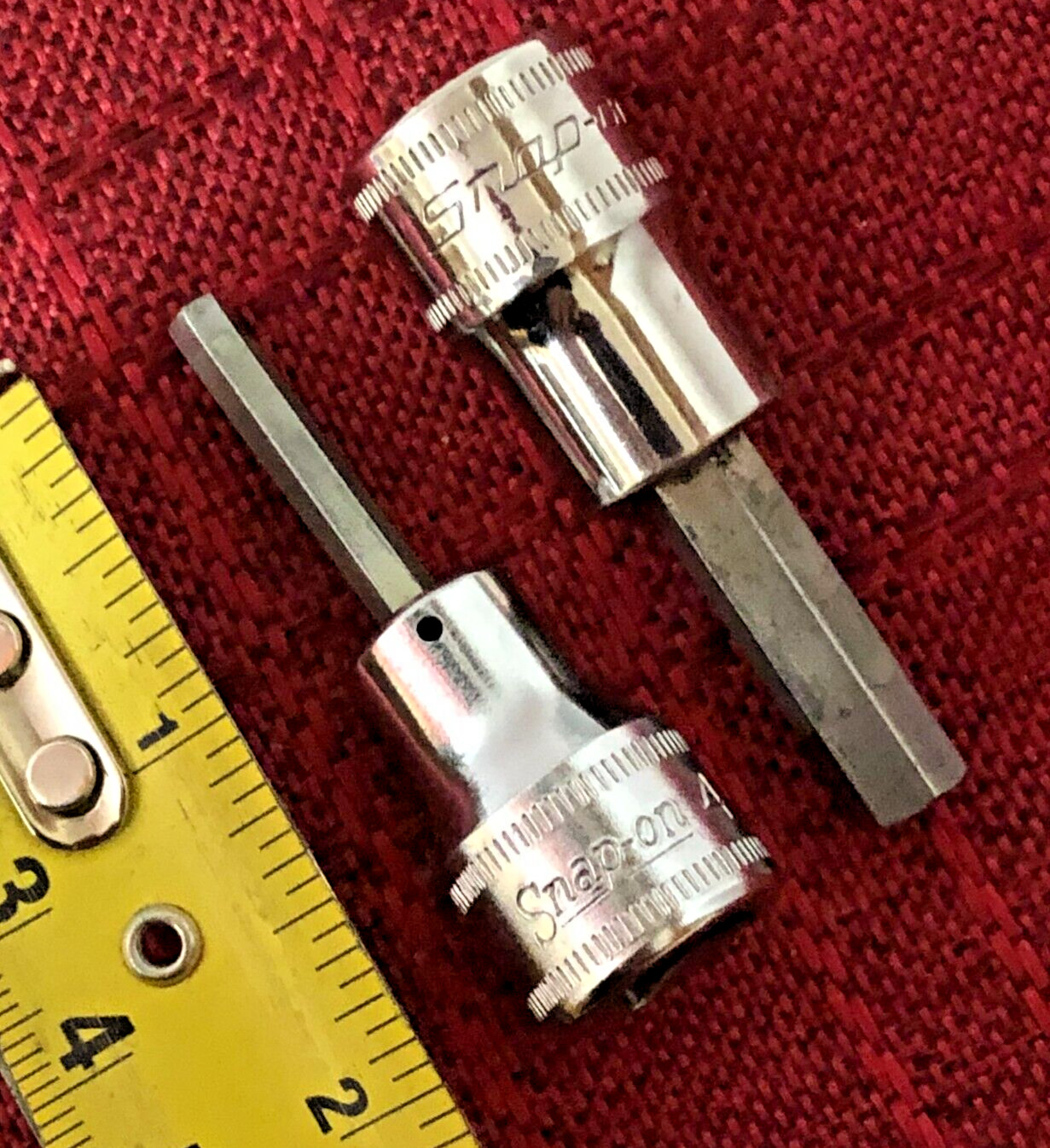 Snap On FAM4A & FAM7E Metric 4&7mm Chrome Hex Bit Socket 3/8″dr 2″L Good 8.5/10