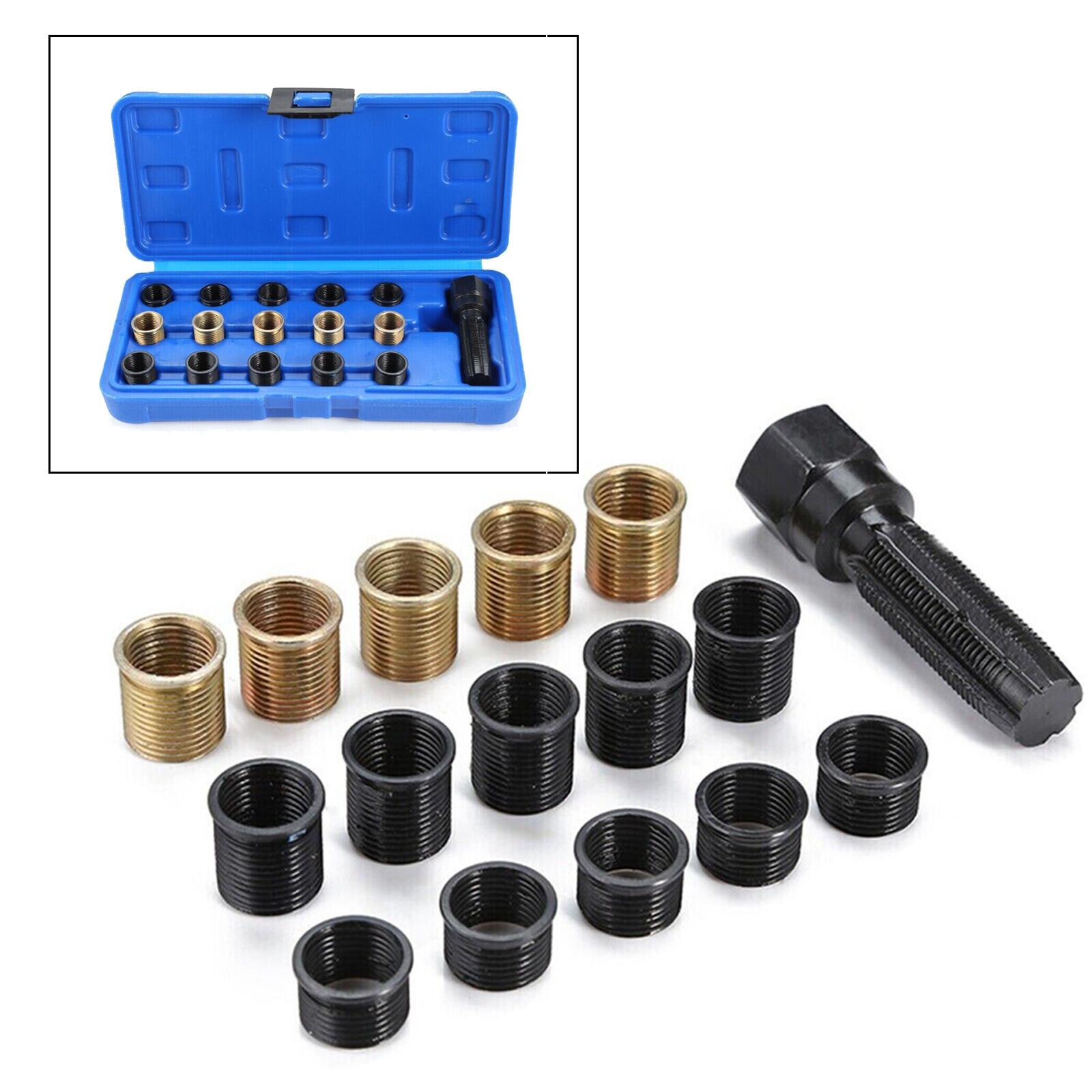 M14 x 1.25 mm Thread Reamer Inserts Kit Spark Plug Rethread Repair Tap Tool
