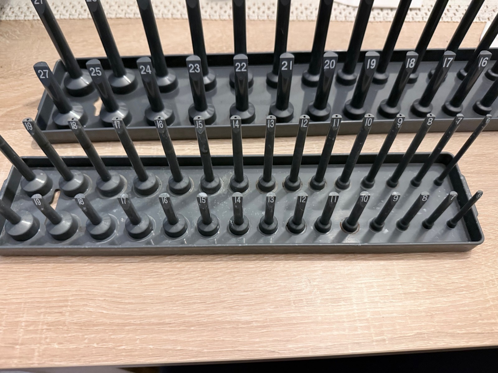 Snap On 1/2 3/8 METRIC 2 Row Post Style DEEP Socket Tray GRAY YA12MET YA38MET