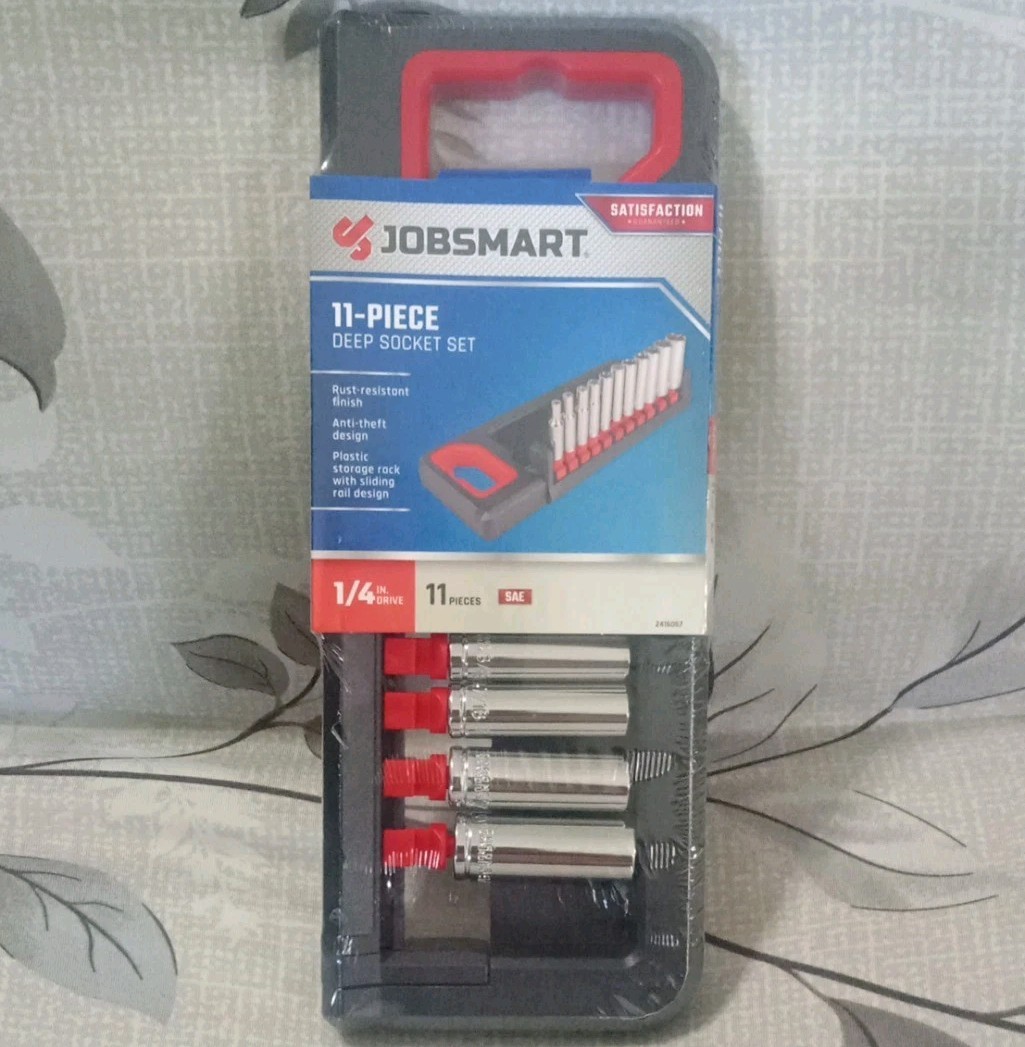 JobSmart 11 Piece Standard SAE Deep Socket Set 1/4 in Drive 6 Point New Sealed