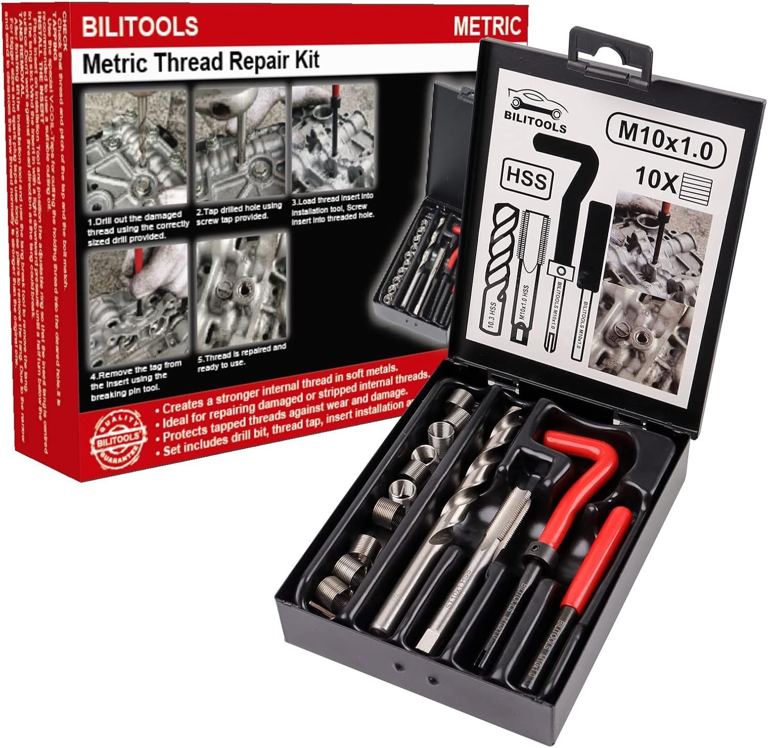 Complete M10x1.0 Thread Repair Kit in Iron Case – For Automotive & Plumbing