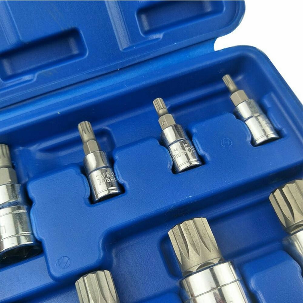 10PC XZN Triple Square 12 Point Spline Bit socket Set 4MM – 18MM