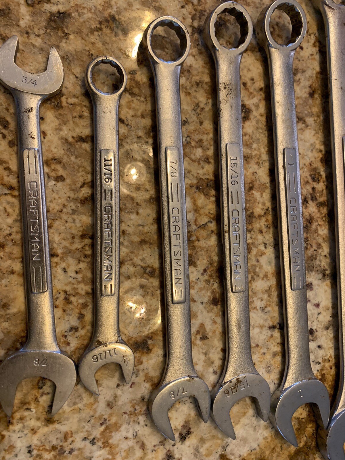 Lot of 7 Craftsman 1” 1-1/16″ 15/16″ 1.25″ 7/8″ 5/8″ 3/4″ 11/16″ Wrenches -V-