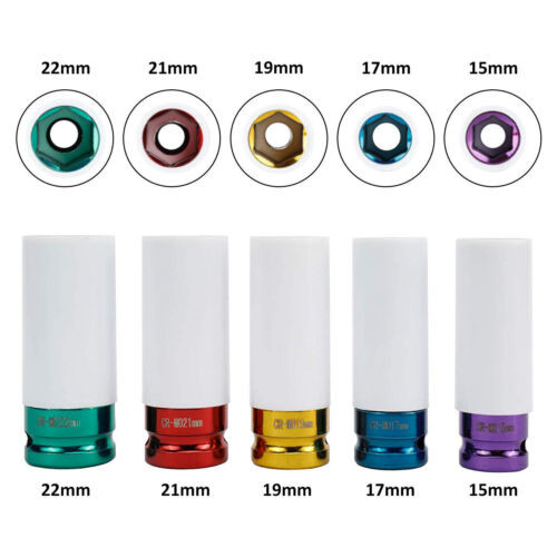 Tire Protection Sleeve Nut Socket Wheel Hub Tool Kits Set 5PCS 15 17 19 21 22mm