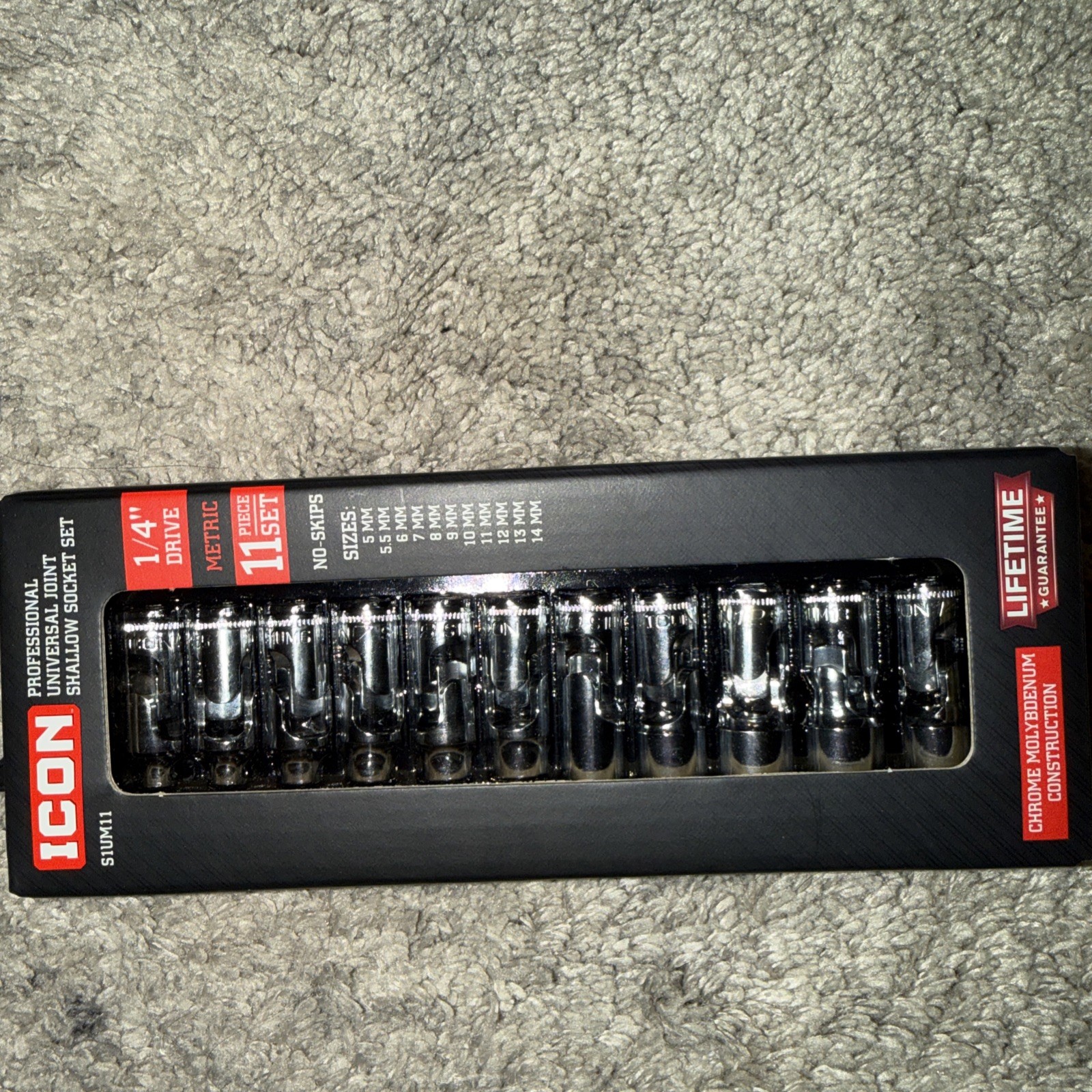*NEW* ICON 1/4″ Drive Metric Universal Shallow Socket Set, 11-Piece S1UM11 70298