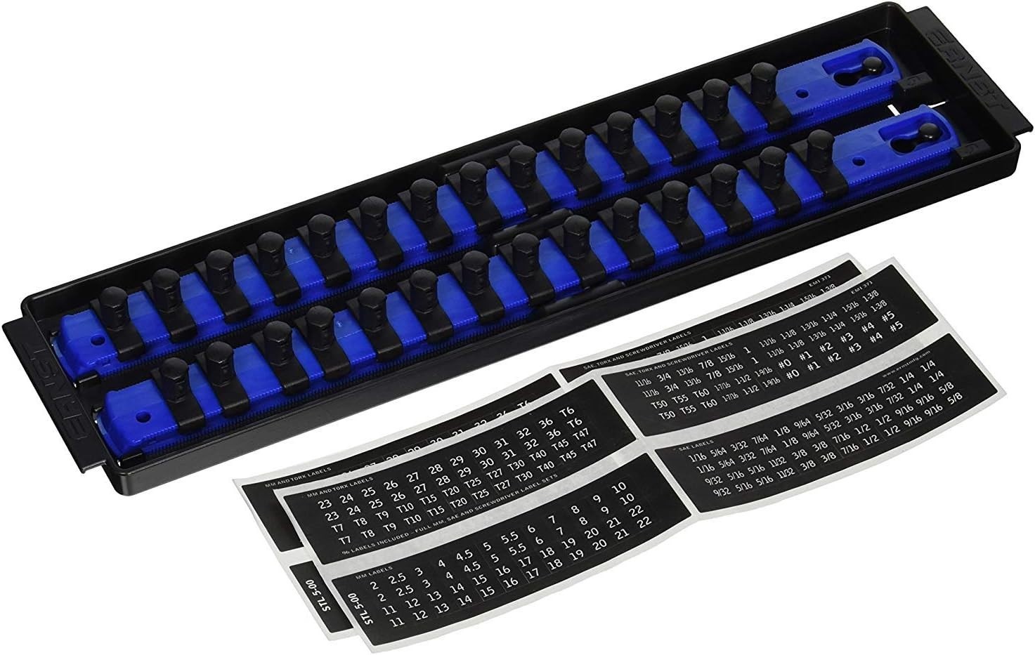 8496 Socket Boss 2-Rail 3/8-Inch-Drive Socket Organizer, 13-Inch, Blue –