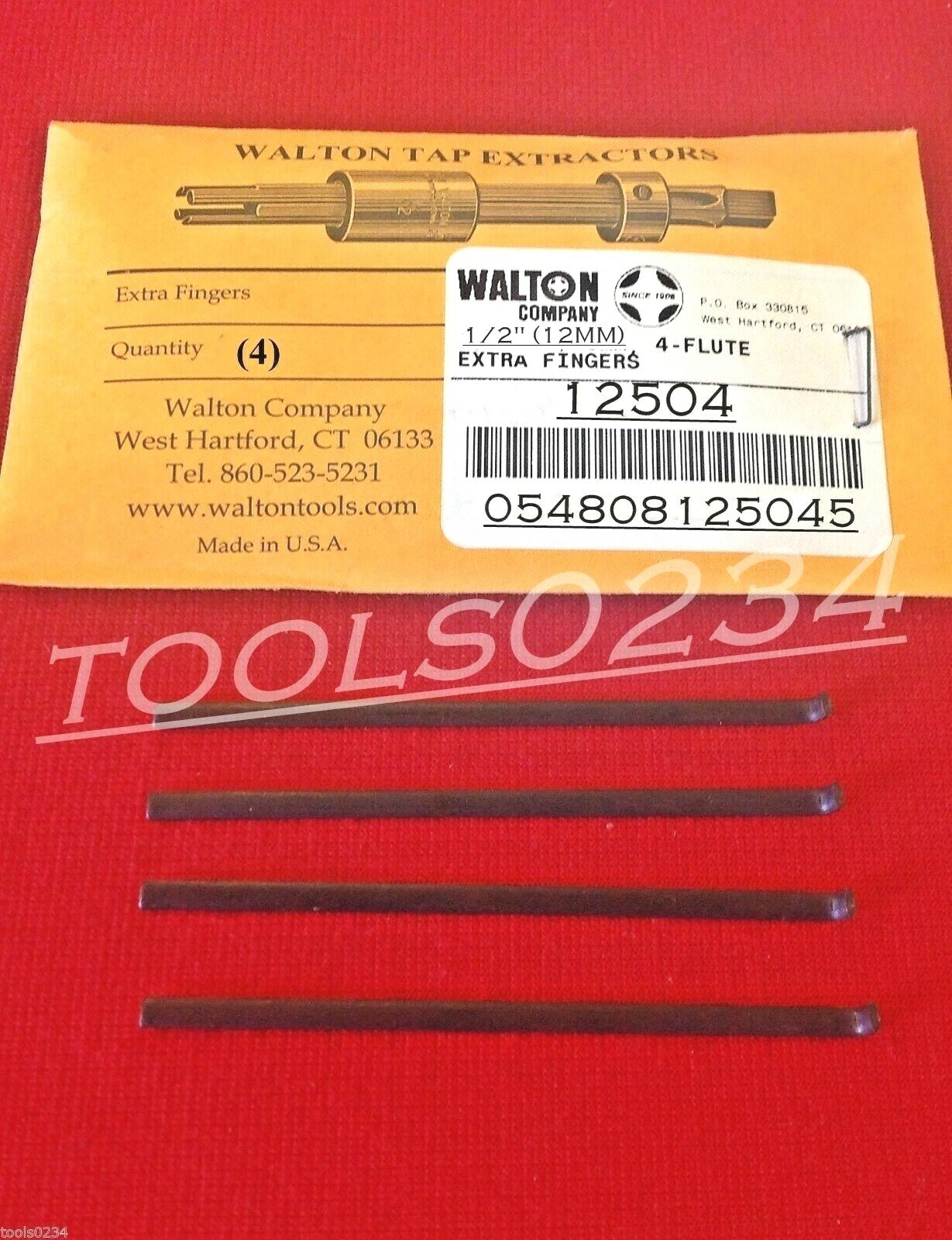 1/2″ 4 Flute Tap Extractor Walton 12504 Replacement Fingers USA SET OF 4