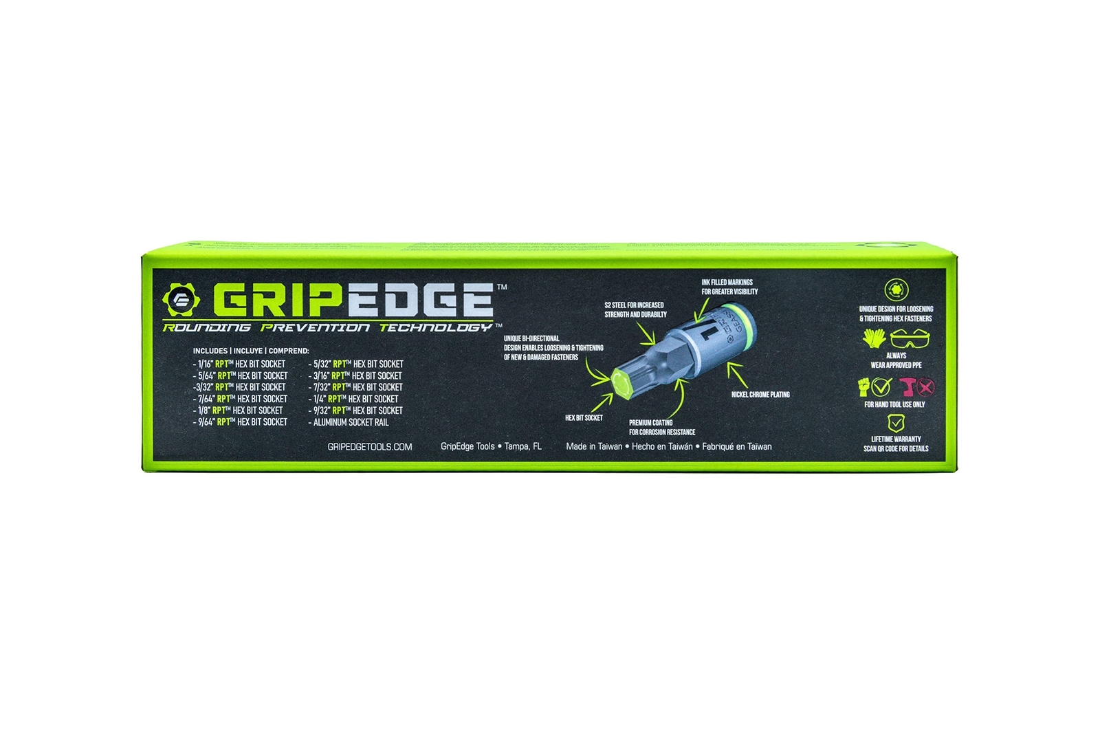 GRIPEDGE HEX Bit Socket Set | 11-PC – 1/4» Drive Short SAE RPT Hex Driver Se…