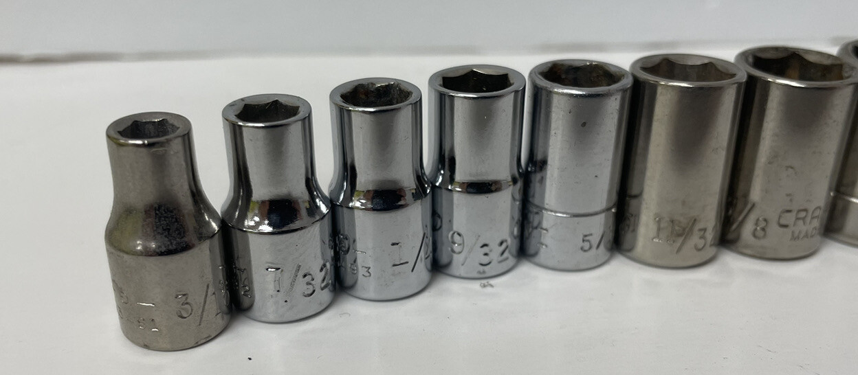 CRAFTSMAN 10 PIECE 1/4» DRIVE 6 POINT SAE SOCKET SET 3/16″ to 9/16″ Chrome Lot