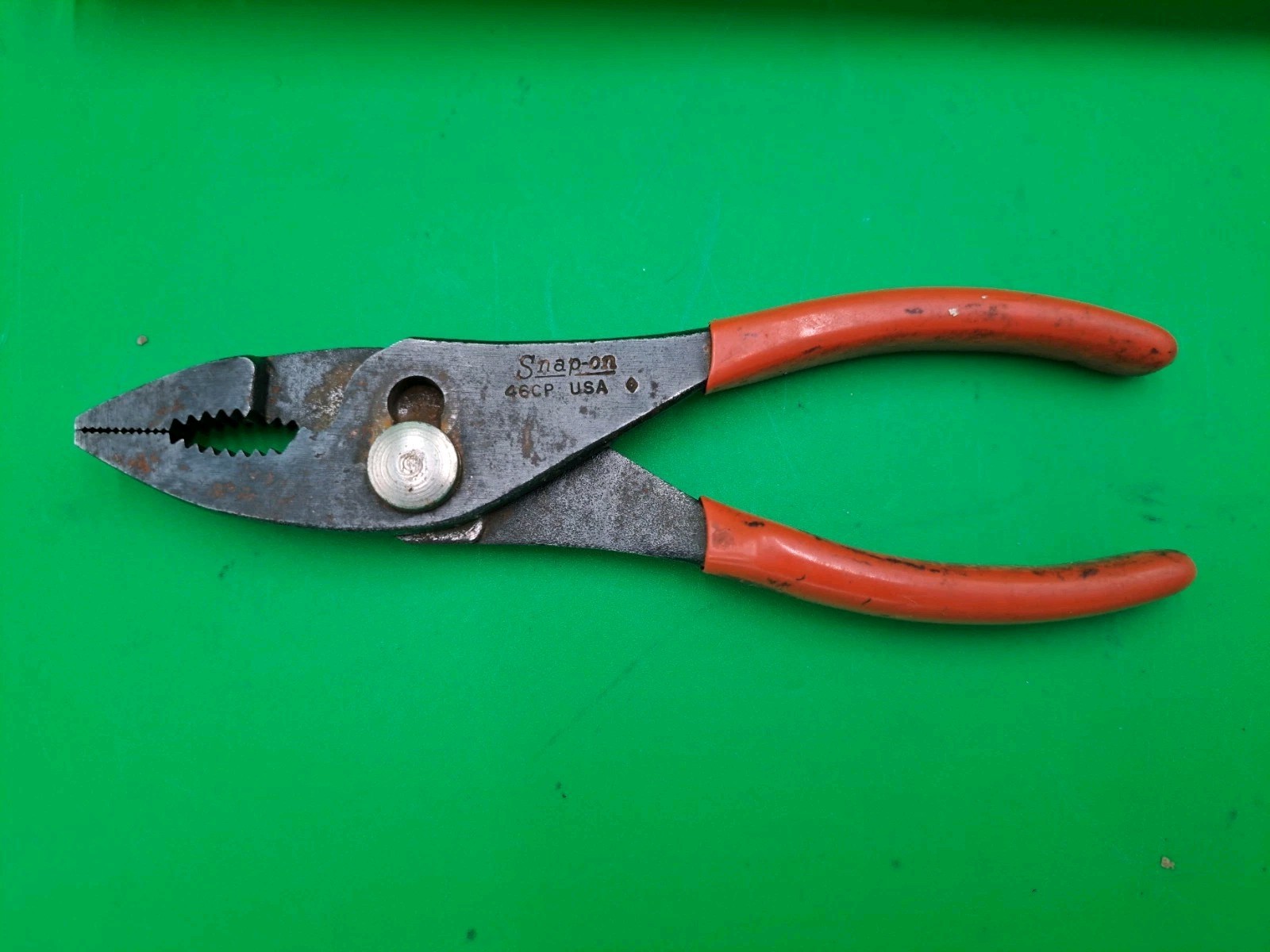 Snap On 46CP – 6-1/2”,Long, Red Soft Griped, Slip Joint Pliers/Cutters-USA-NICE-