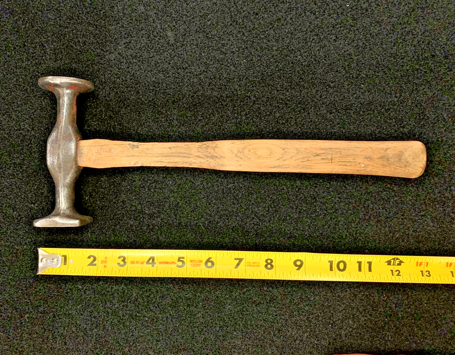 Auto body hammer, square and round face hand tool. Unmarked, dressed