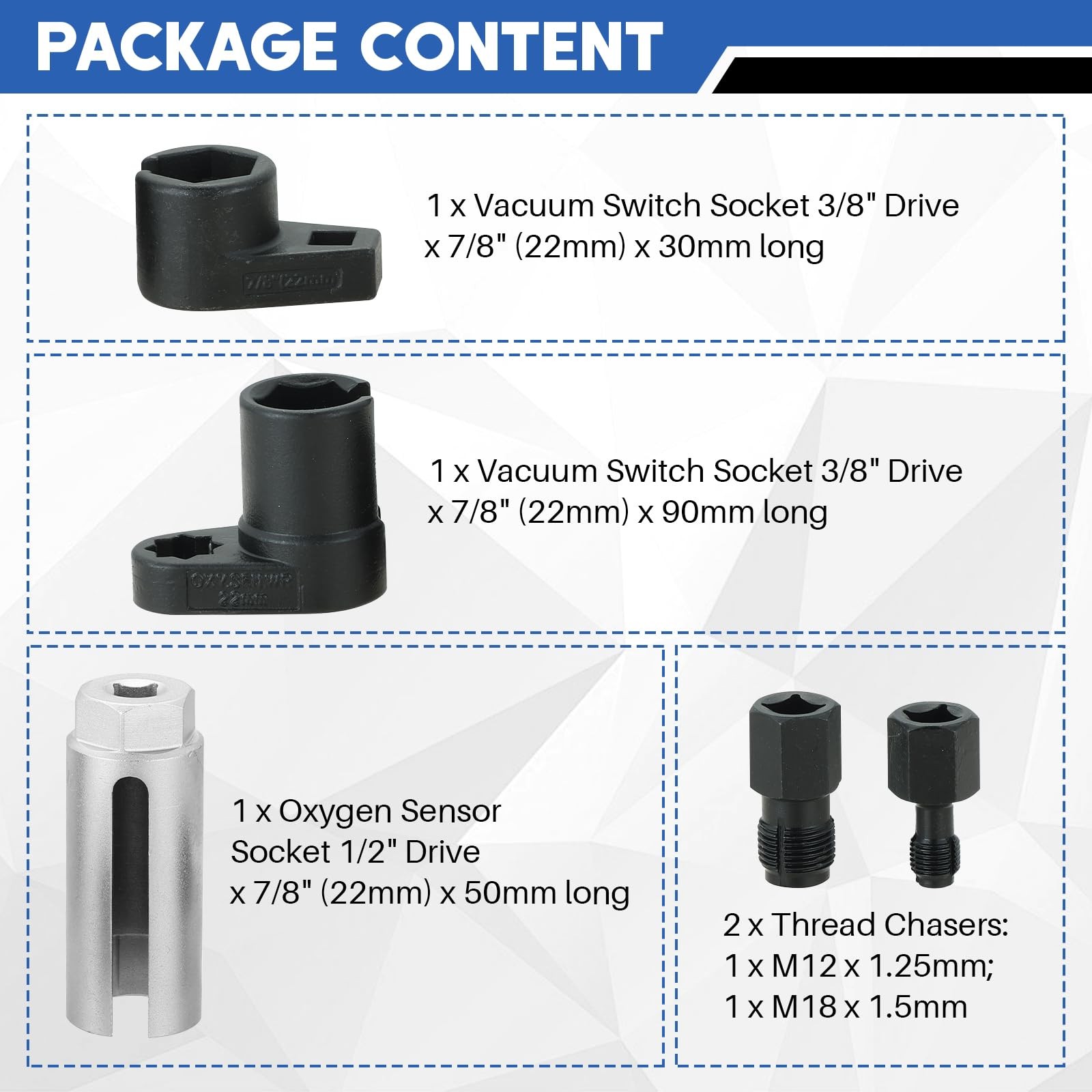 weyleity Automotive Oxygen Sensor Socket Set 5 Pcs