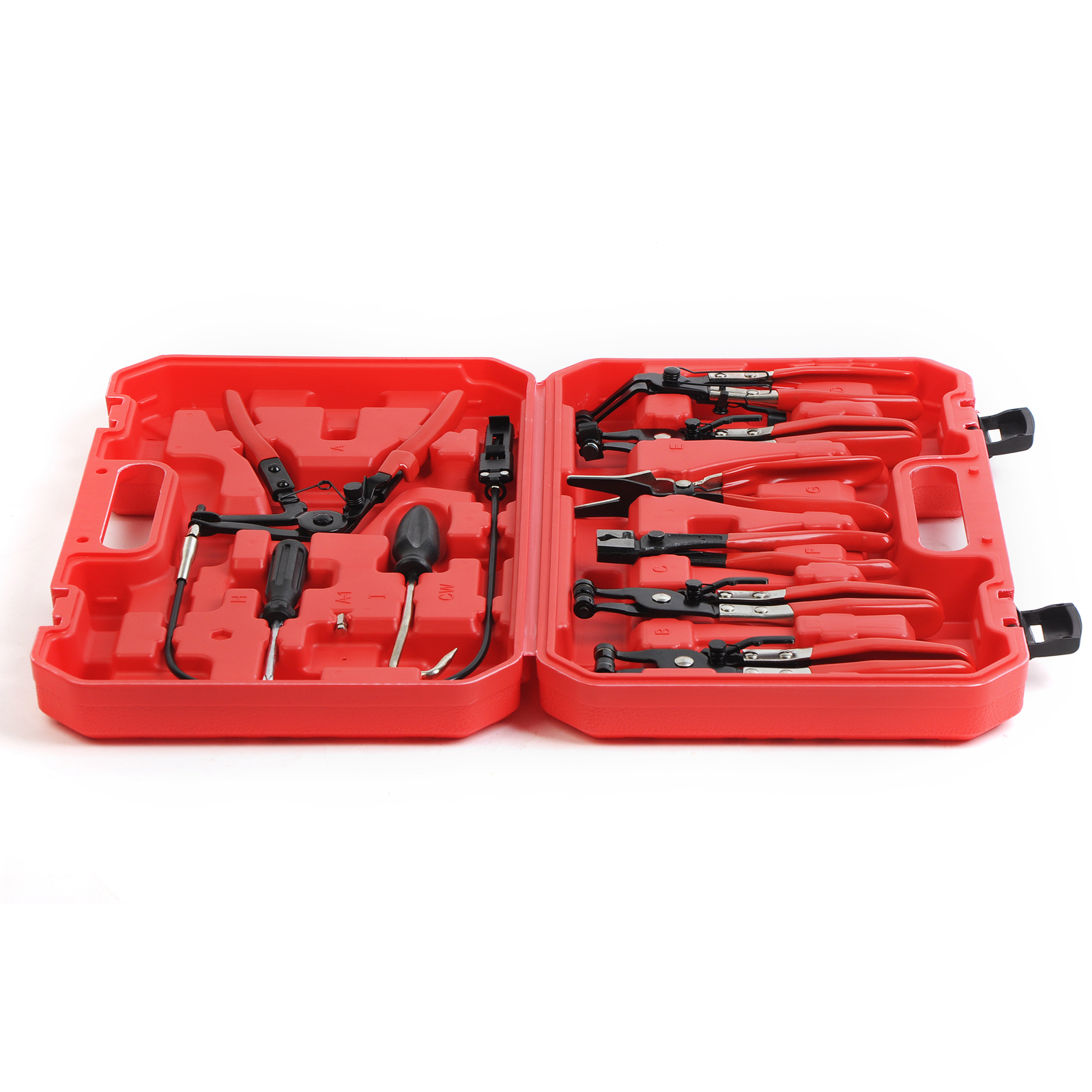 9pc Hose Clamp Pliers Kit Ratchet Pipe Removal Tools Swivel Jaw Flat Angled Band