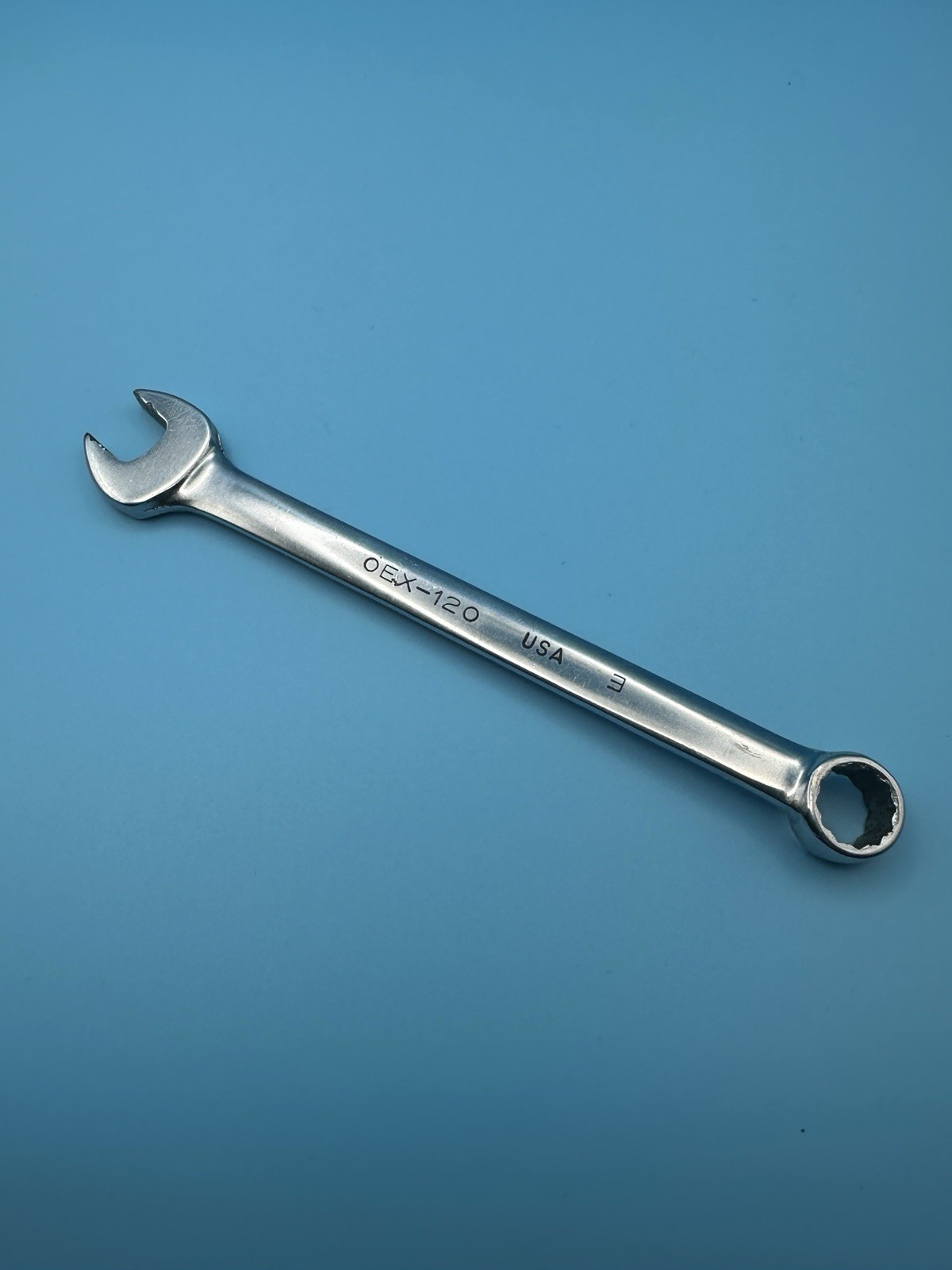 Snap-on Tools 3/8″ OEX-120 USA 3 12 Point Combination Wrench Chrome SAE USED #3