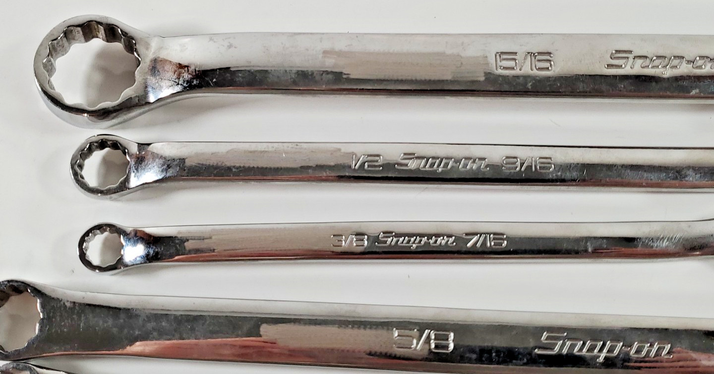 Snap-on Set Of 6 Double Box Wrenches 3 Flank 3/8 to 1 & 3 Offset 3/8 to 3/4