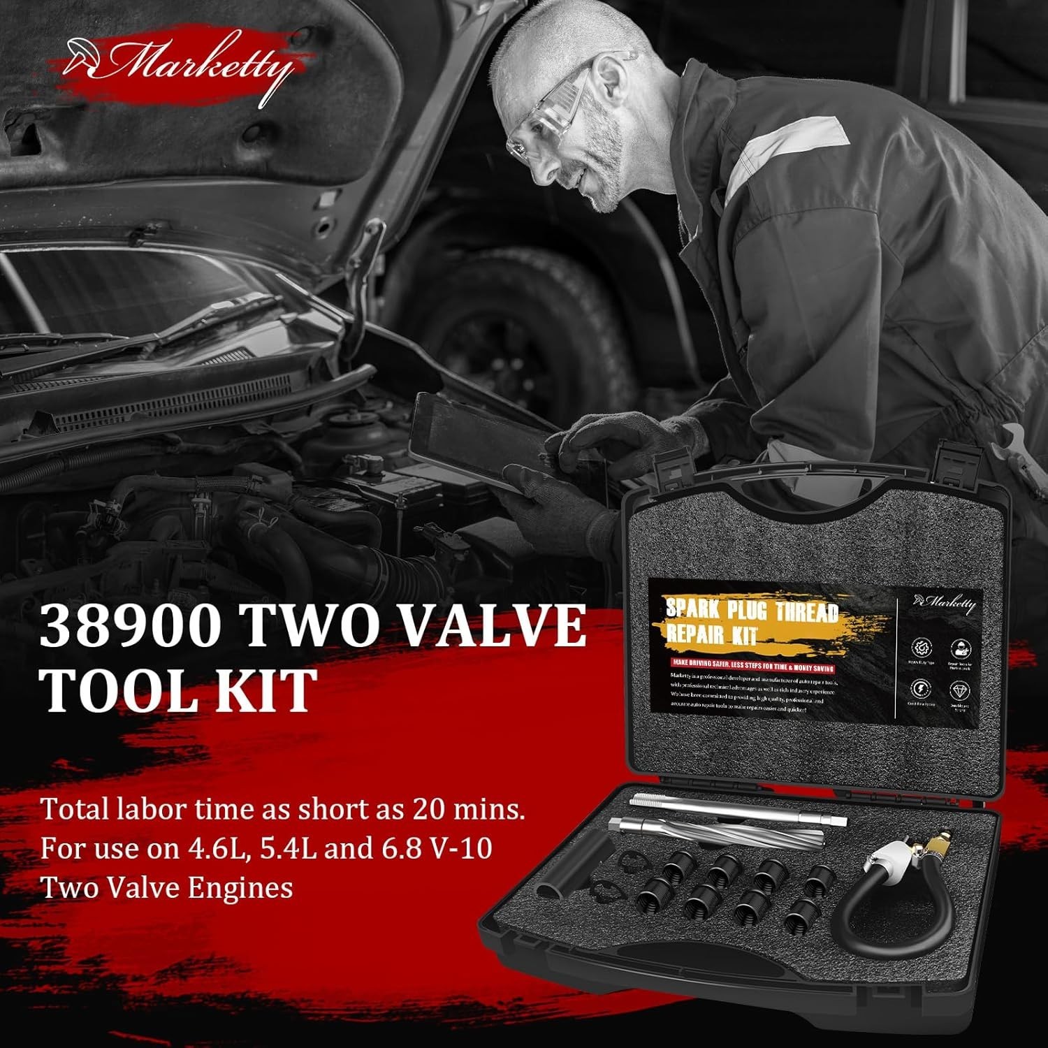 38900 Two Valve Triton Tool Kit Foolproof Repair System Spark Plug Thread Repair