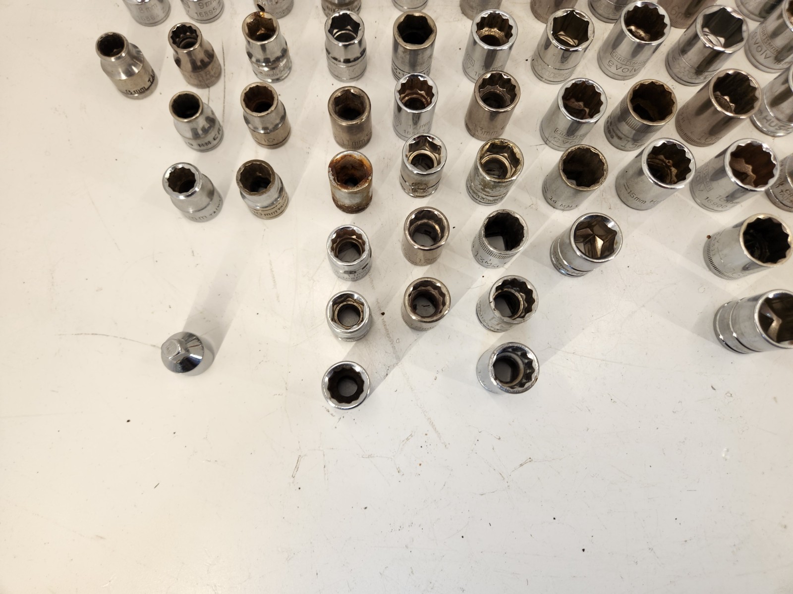 60 Piece Lot Metric Mostly Craftsman & Husky 3/8 Shallow Socket Set SEE PHOTOS