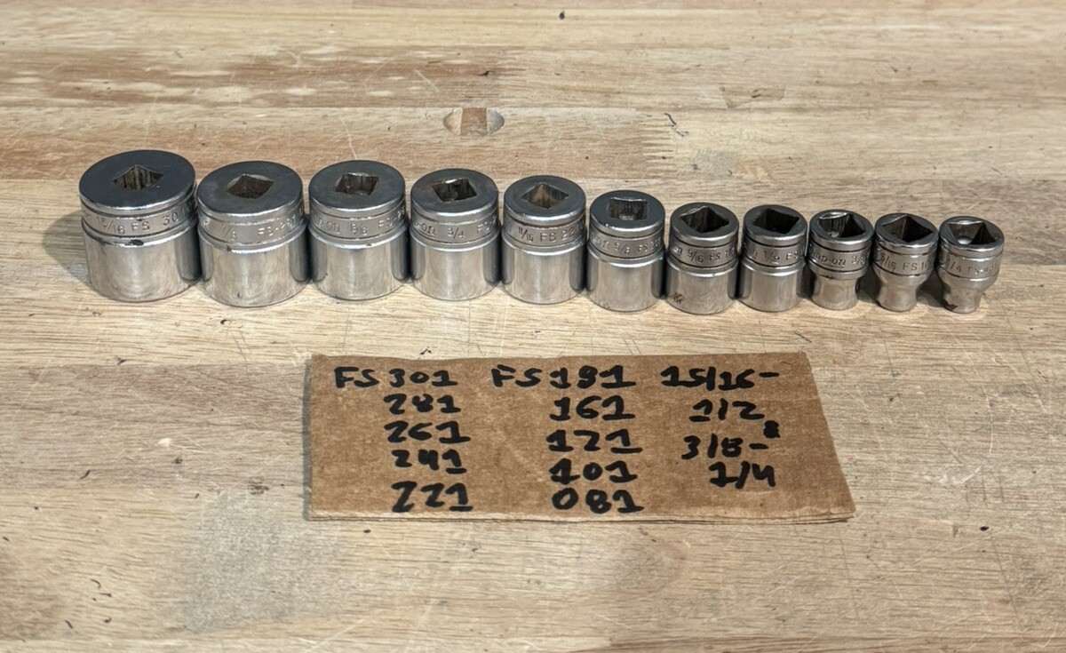 SNAP ON TOOLS – 11Pc Shallow Socket Set, 3/8” Dr, 6pt FS 15/16 – 1/2 & 3/8 – 1/4