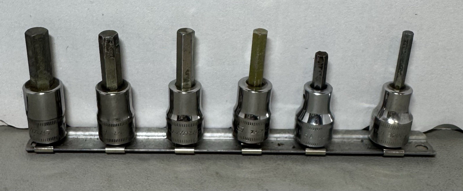 Snap-On 6pc Hex Bit Socket Set FAM4E-FAM9E. Owner marks