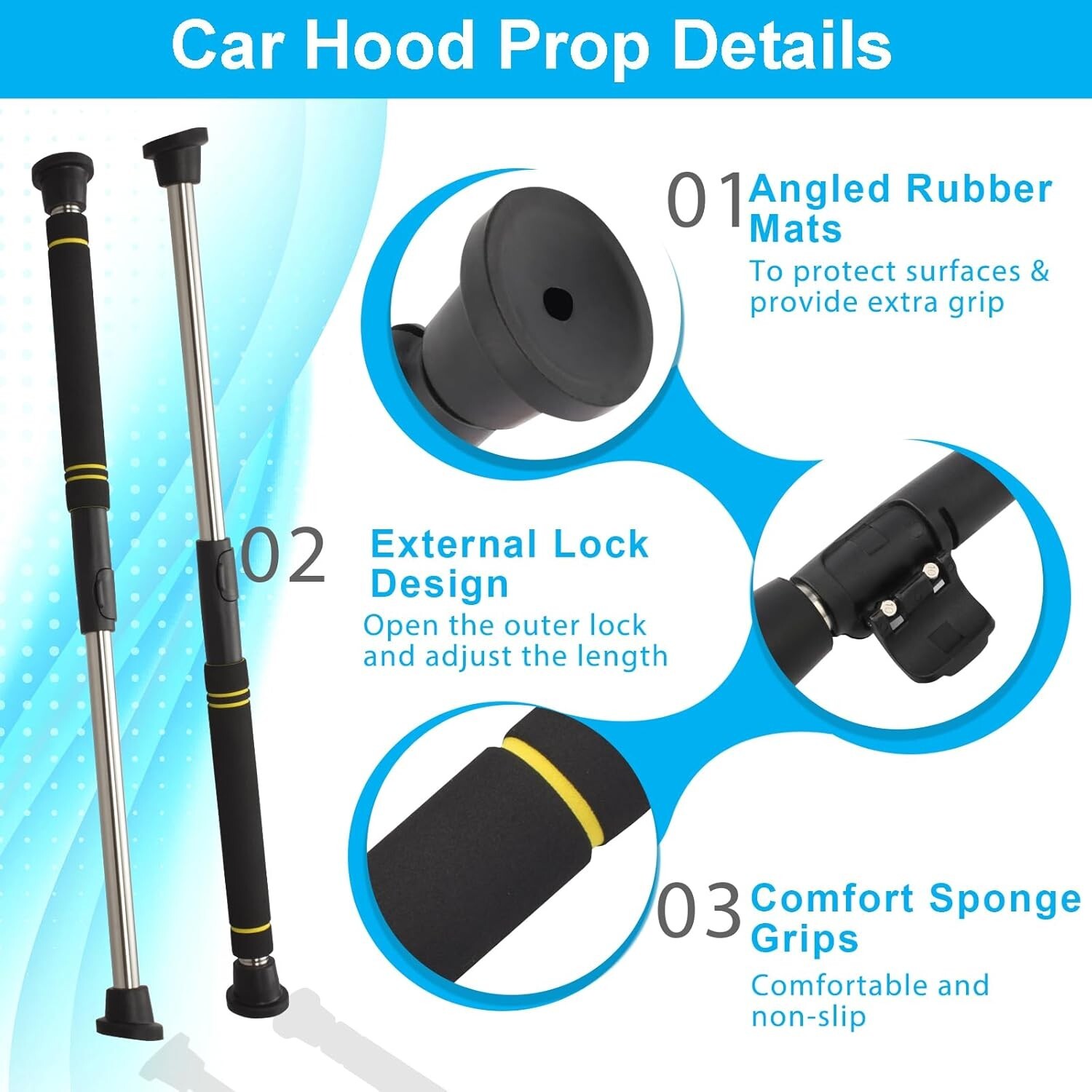 Adjustable Car Hood Prop Rod Extendable 17 To 40 Inch Mechanic Repair Holder Car