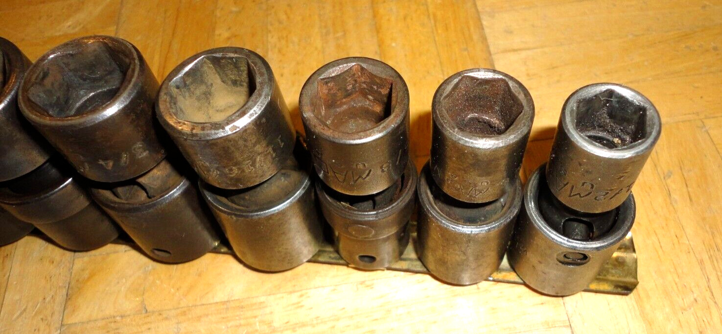 MAC TOOLS 9 PIECE 1/2 DRIVE SAE. SWIVEL IMPACT SOCKET SET 1/2 TO 15/16, 1-1/8