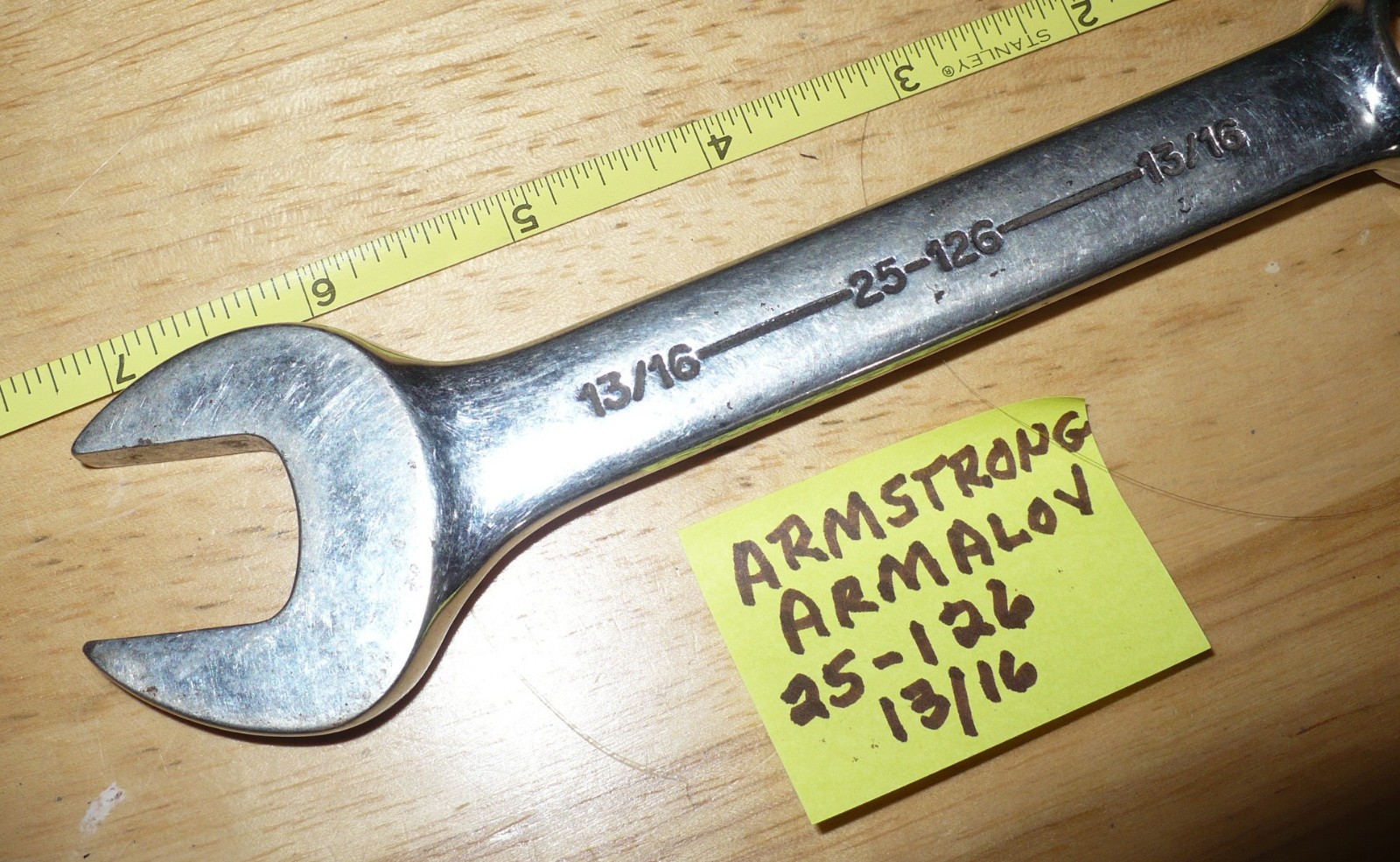 Vintage 13/16 Armstrong Armaloy Combination Wrench 25-126 12 point USA 7-1/2″
