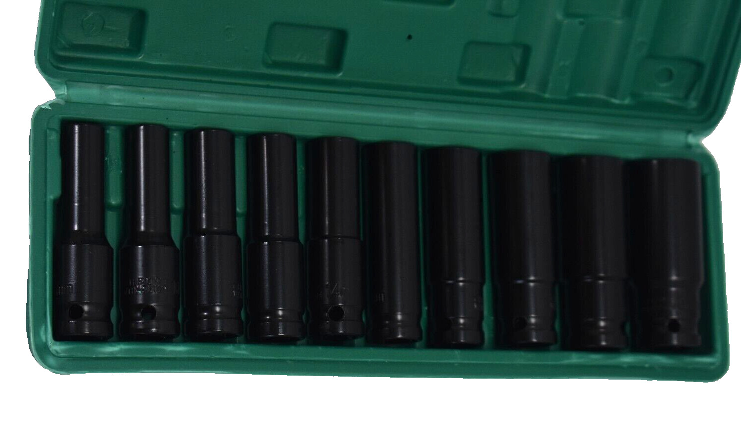 Deep 6 Point Impact Socket Tool Set 10 Piece Kit Black 8mm To 24mm 6 Point