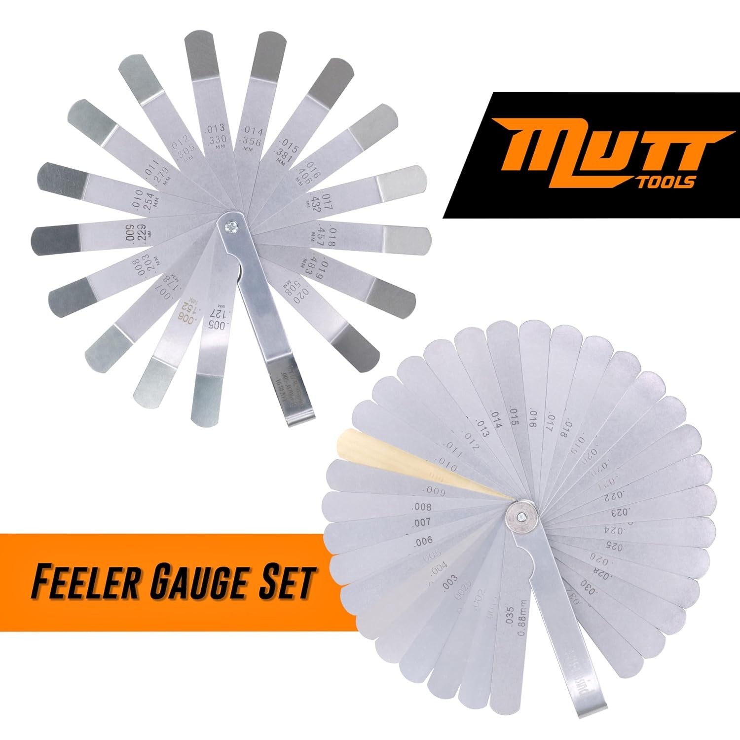 Mutt Tools 2pc Feeler Gauge Set – Precision Inch & Metric Measurement