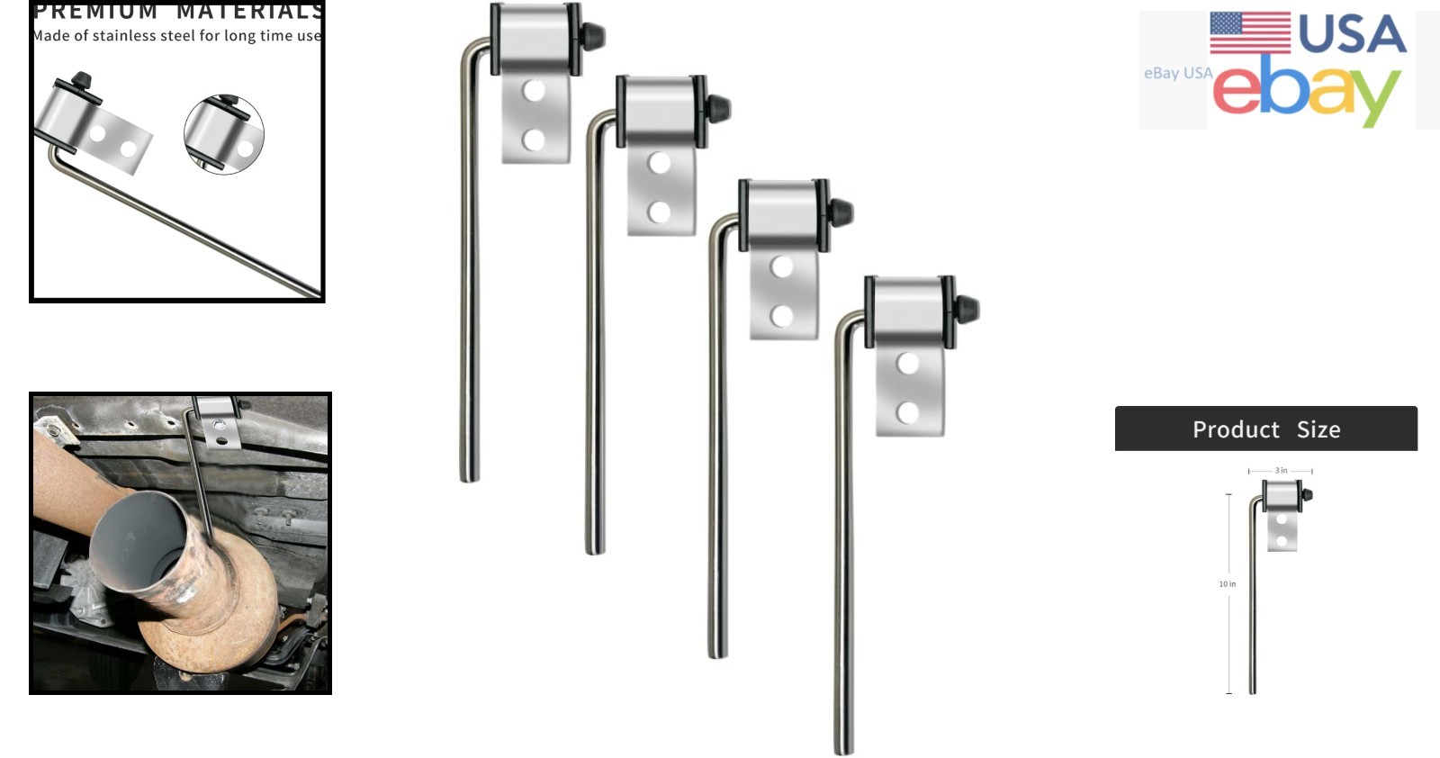 4 Pack Universal Stainless Steel Exhaust Hanger Rod Weld On Heavy Duty Exhaus…
