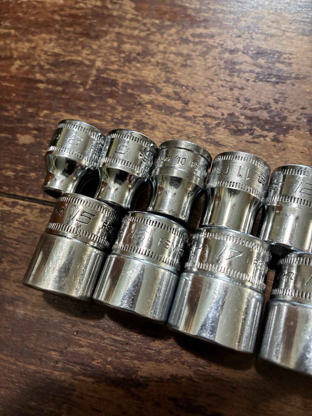 SNAP-ON 3/8 DRIVE 12 PC METRIC SHALLOW SOCKET SET8-19MM 6 POINT READ DESCRIPTION