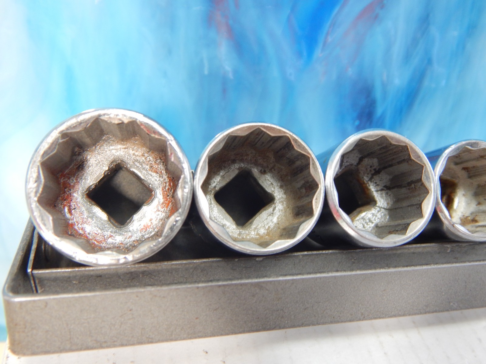 Vtg Craftsman V Series 3/8” Dr 12pt Socket Set 8 Pc 3/8”-13/16″ Metal Carry Tray
