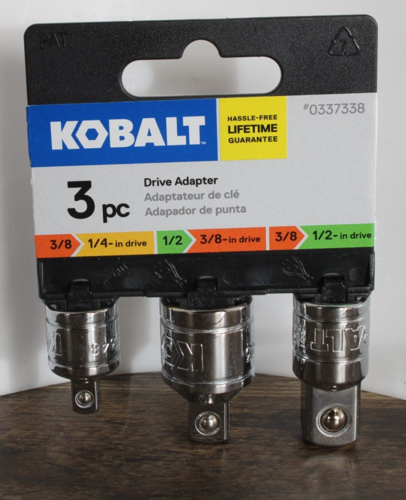 Kobalt 3PC 1/4-in 3/8-in 1/2-in to 1/4-in 3/8-in 1/2-in Standard Socket Adapter