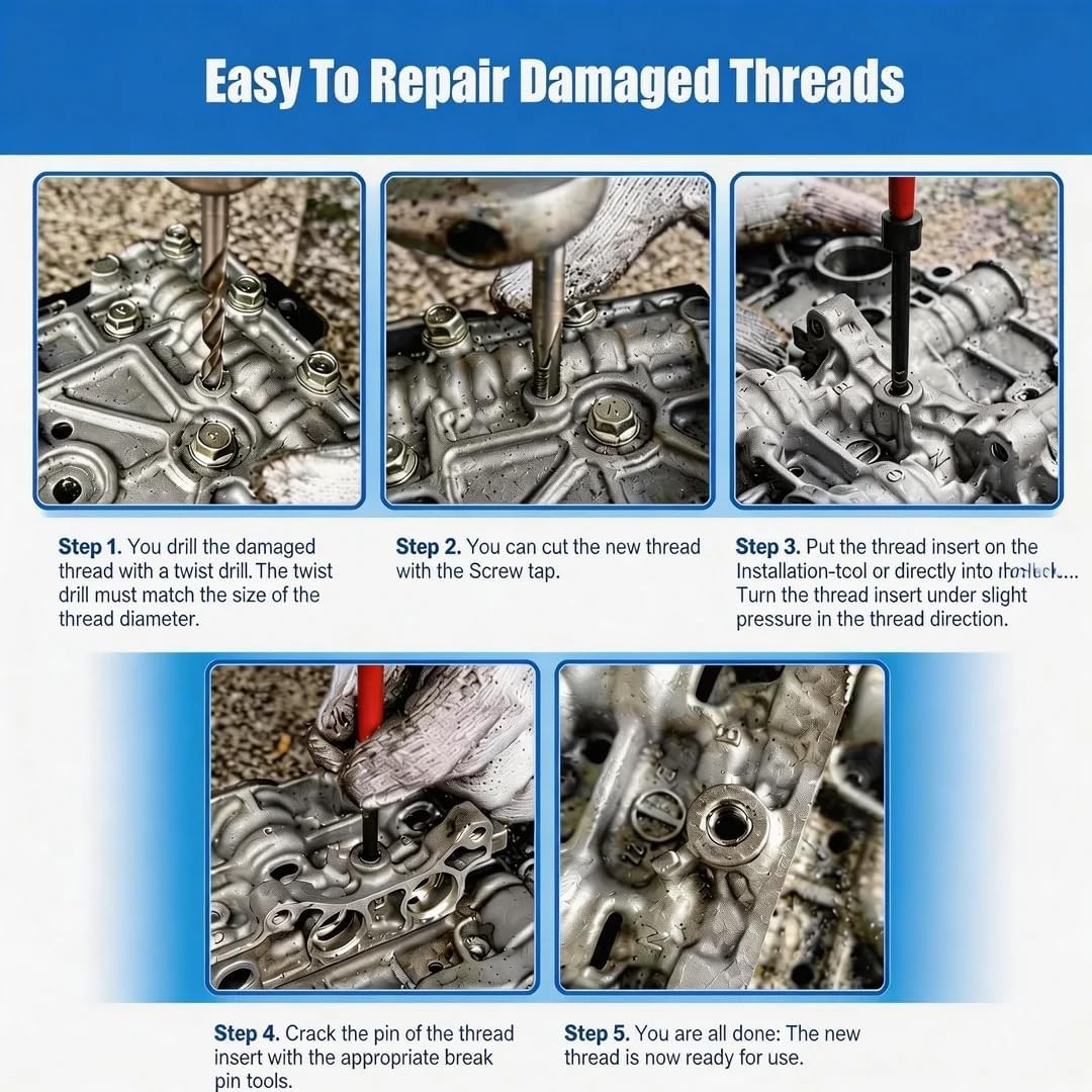 M12 X 1.75 Thread Repair Kit, Metric Helicoil Kit with HSS Drill Bit, 10PC Wi…