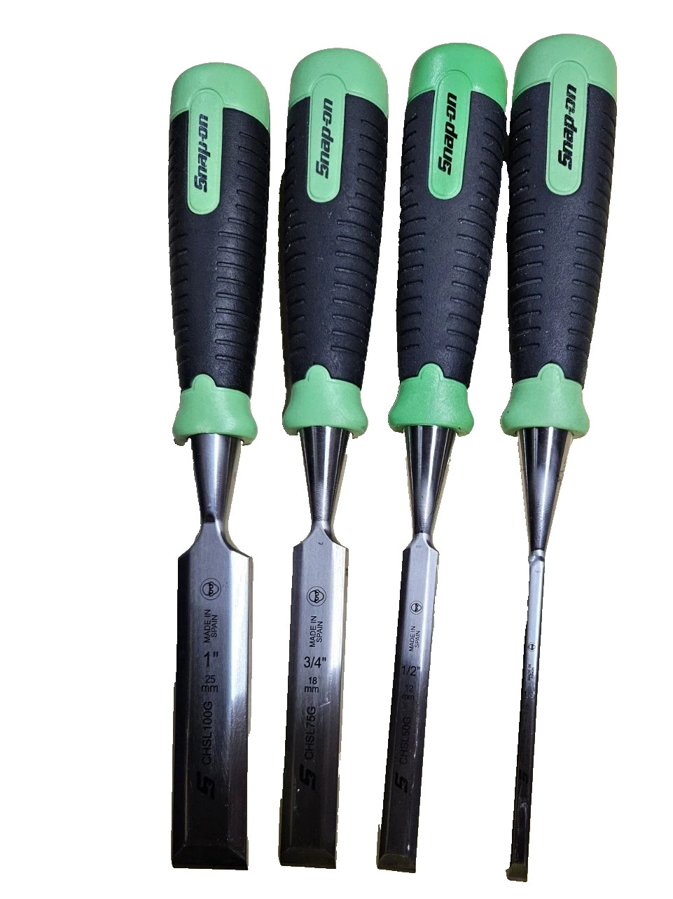 New Snap-on™ GREEN 4pc Composite Handle Soft Grip Chisel Set CHSL400G