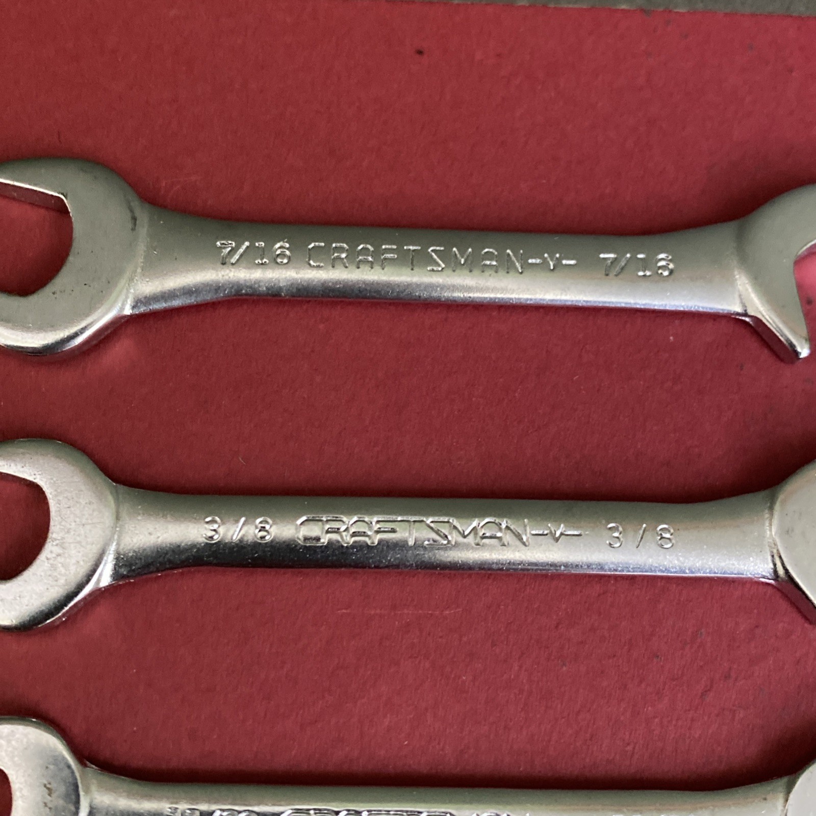 Craftsman USA 8-Pc Open End -V- Ignition Wrench Set 4306 Super-tuff 90° Offset