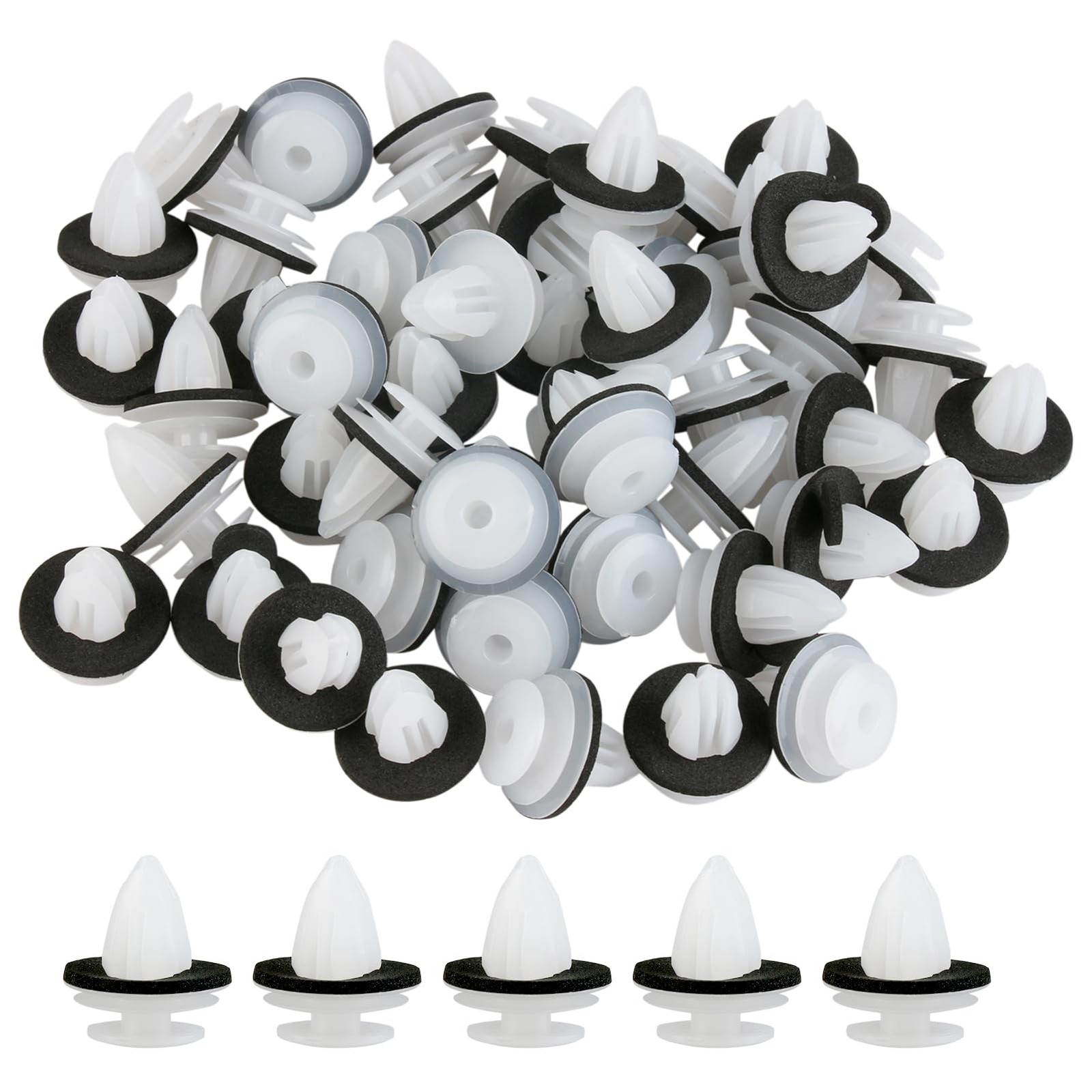 Car Trim Clips Plastic Fasteners 50 pcs, Universal Auto Panel Fixing White