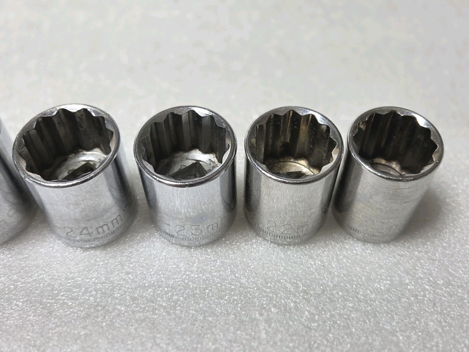 8 Pc. Mixed Set CRAFTSMAN G GK Series 21-28mm 1/2″ Drive 12 Pt Shallow Socket