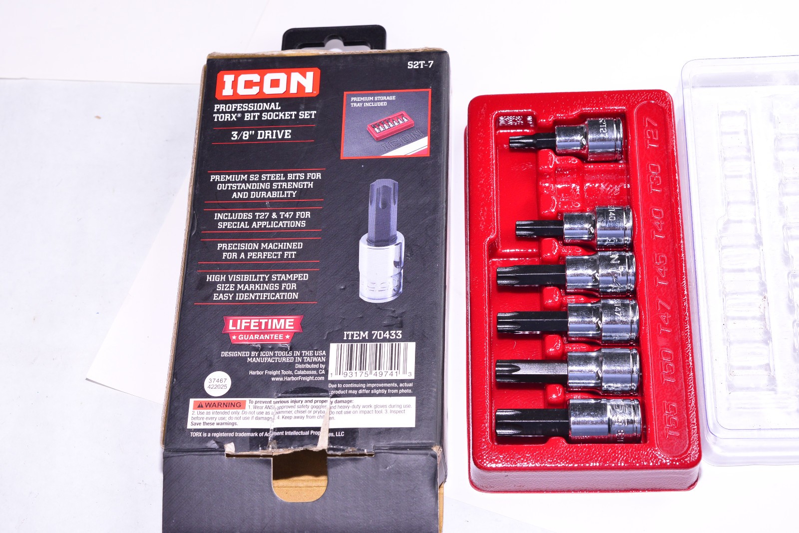 Icon Professional Torx Bit Socket Set 3/8″ drive 6 Piece Set S2T-7 (MISSING T30