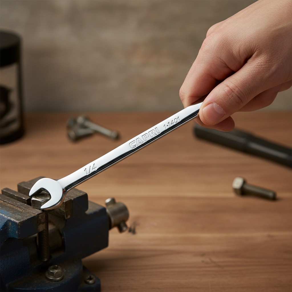 1/4-inch 12-Point Combination Wrench with 15-Degree Offset for Optimal Torque
