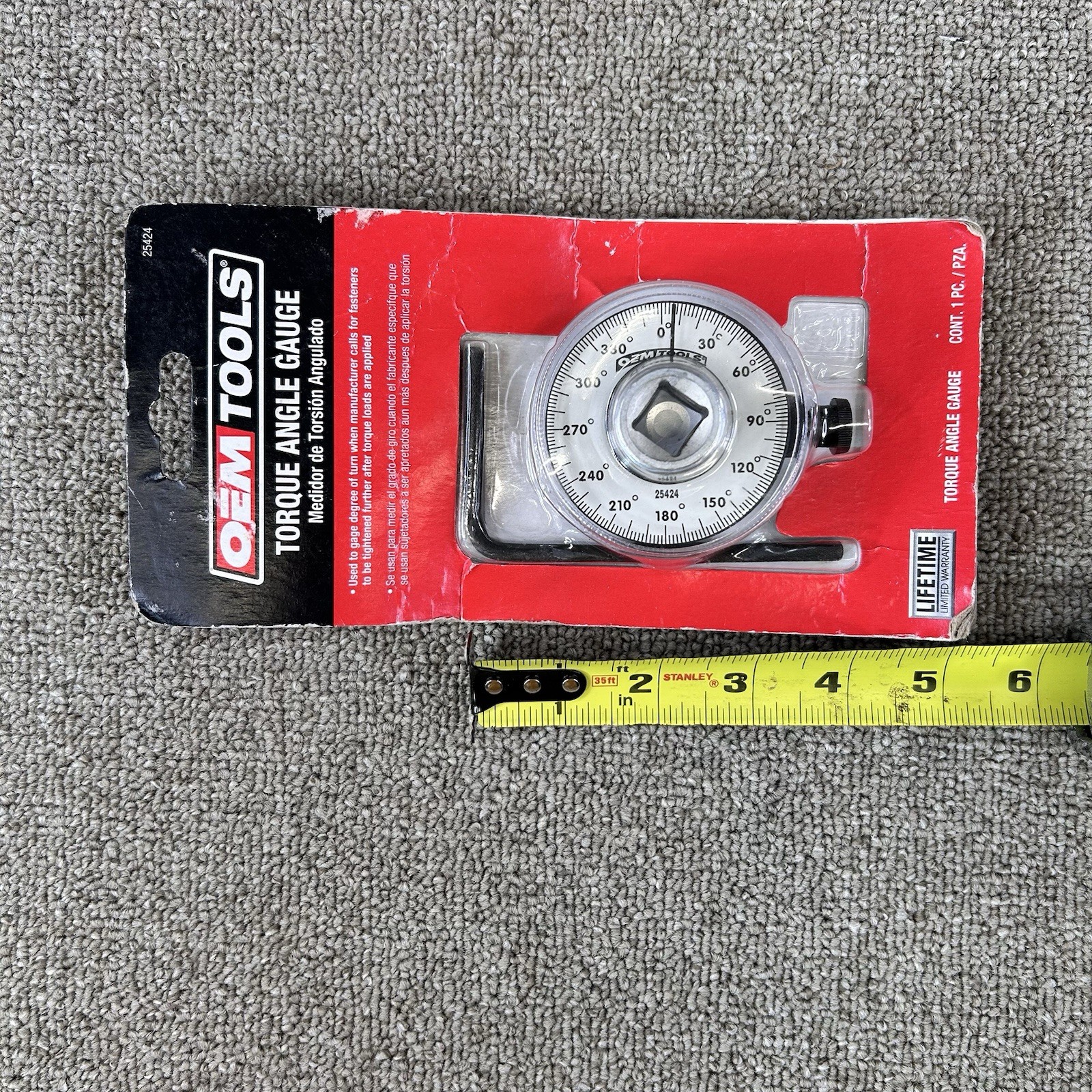 OEM Tools 25424 Torque Angle Gauge 1/2″ Drive Silver New in Package