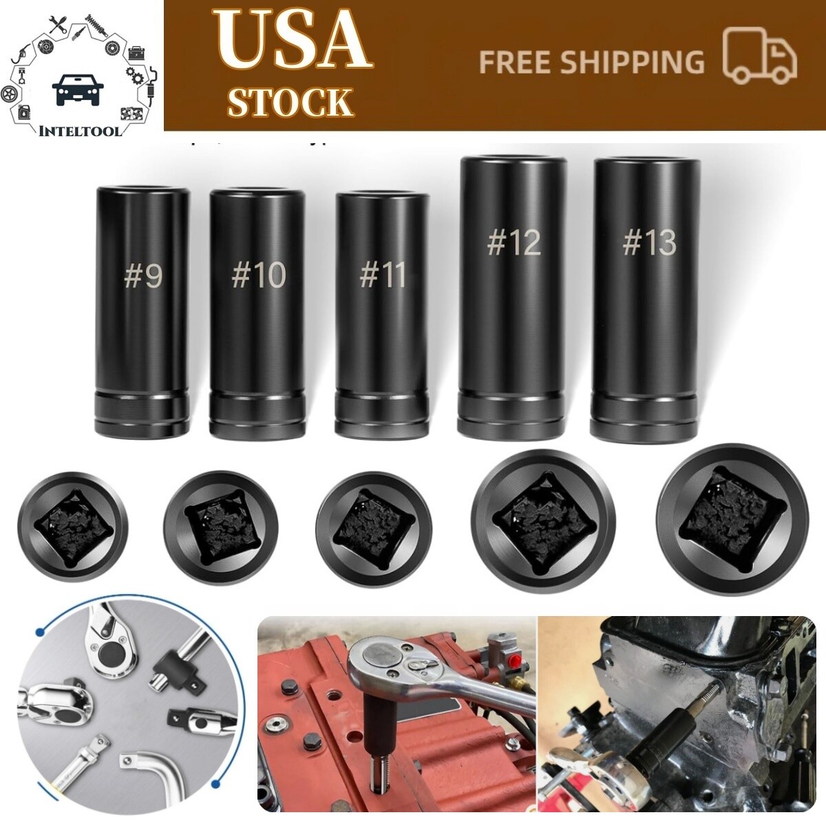 71670 Large Tap Socket Set Fit 5/8″,11/16″,3/4″,7/8″ & 1″ (16mm-25mm) Taps 5pcs