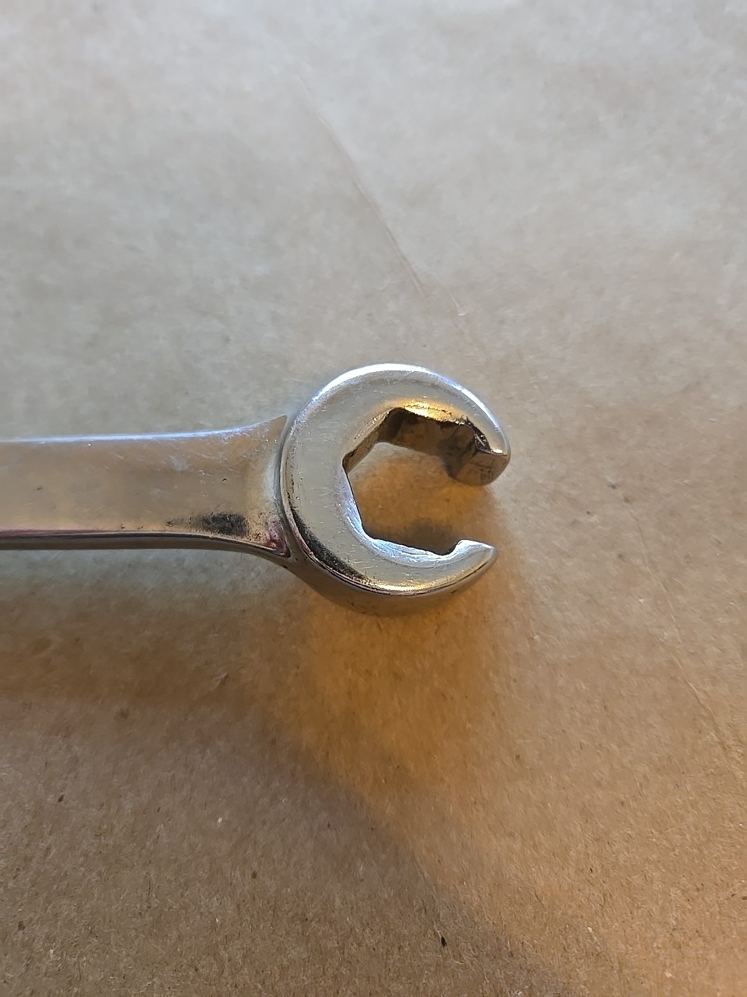 Snap On 9/16″ 6PT SAE Chrome Open/Flare Nut End Combination Wrench RXS18